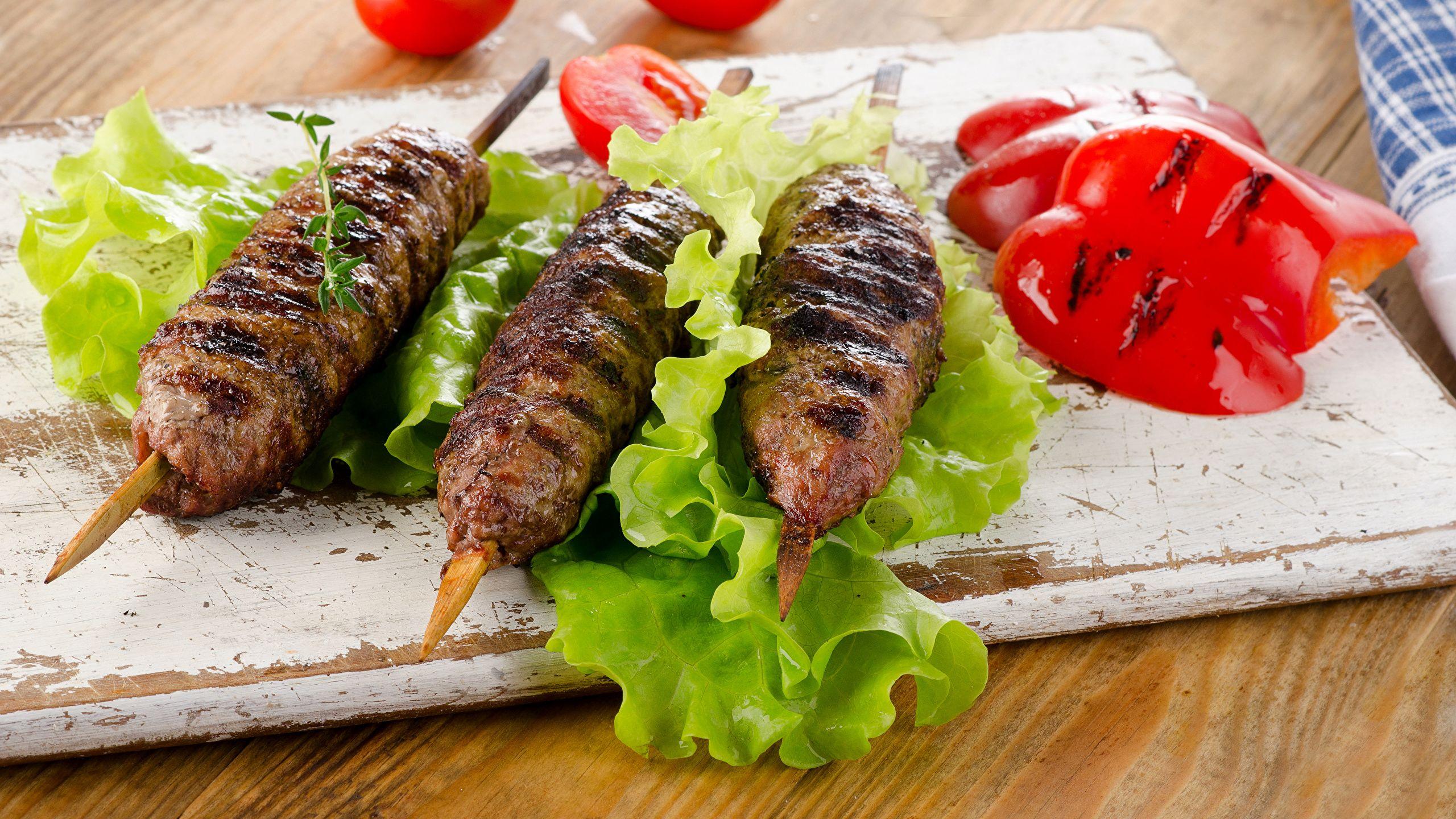 Wallpaper Kebab Tomatoes Food Meat products 2560x1440