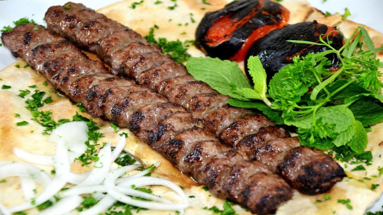 Kabab Koobideh carne plato turquia wallpaperx1080