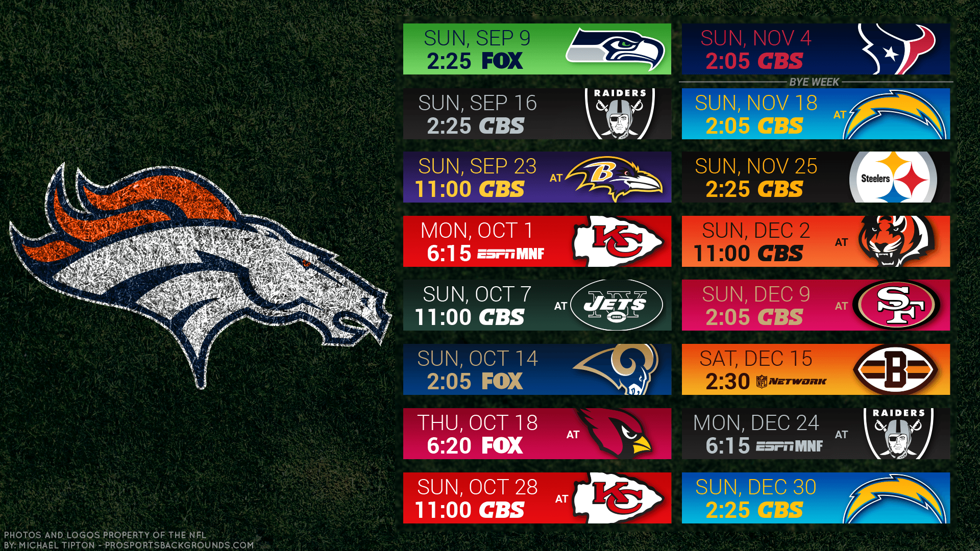 Denver Broncos 2018 NFL PC Turf Schedule Wallpaper