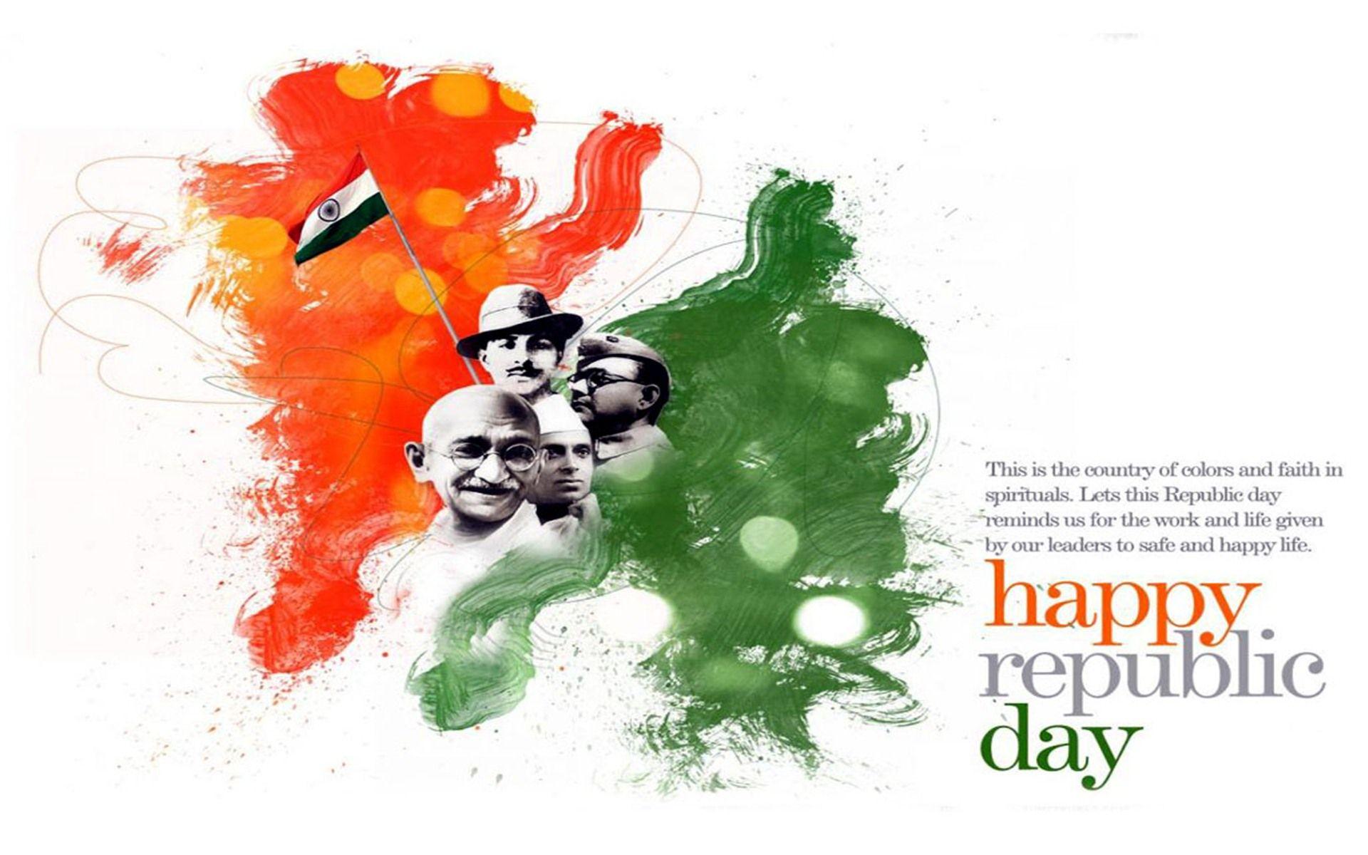 Happy Republic Day Wishes India January 26 Freedom Fighters HD Pc