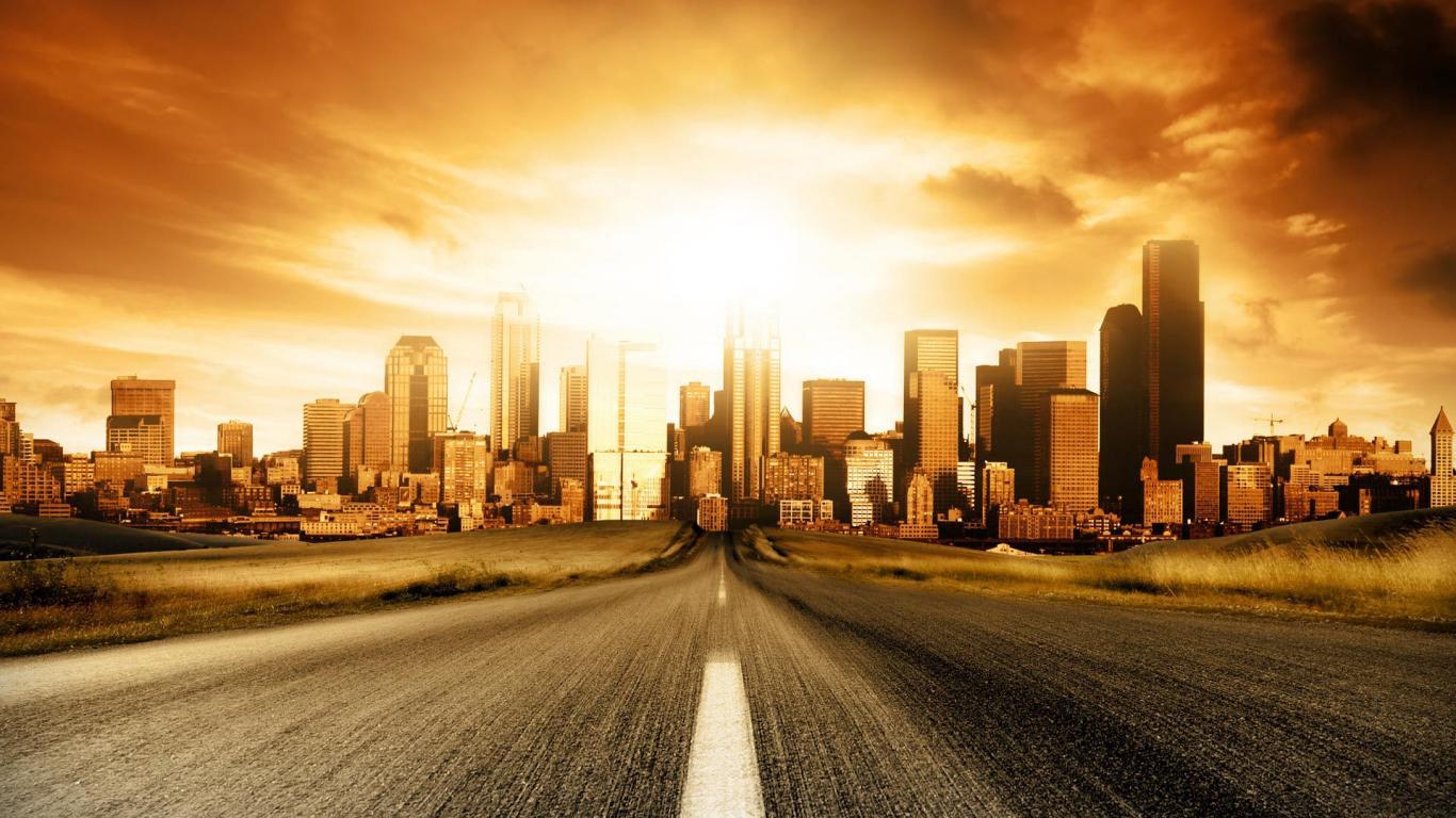 Modern City Street Awseome x 768 Monitors Widescreen