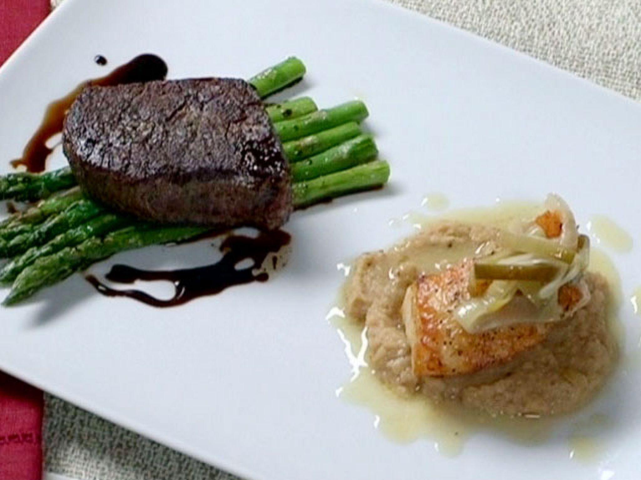 Pan Roasted Filet Mignon with Asparagus Sea Bass with Roasted