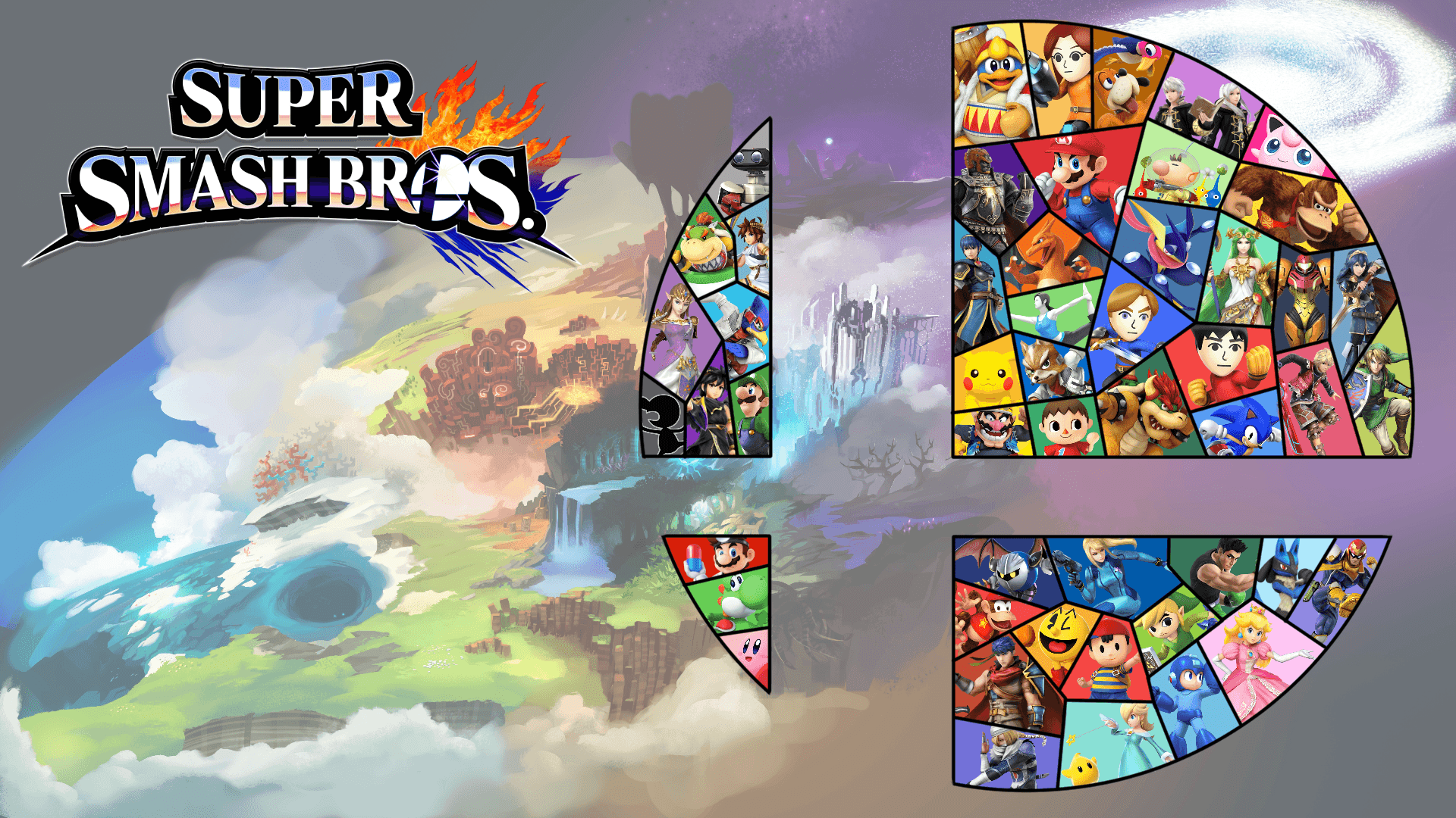 SSB4 Roster in Logo Wallpaper. Super Smash Brothers