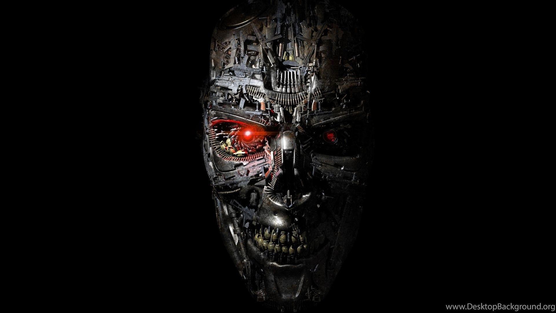 Full HD Wallpaper Terminator Genesys Robot Skull Gun Face, Desktop