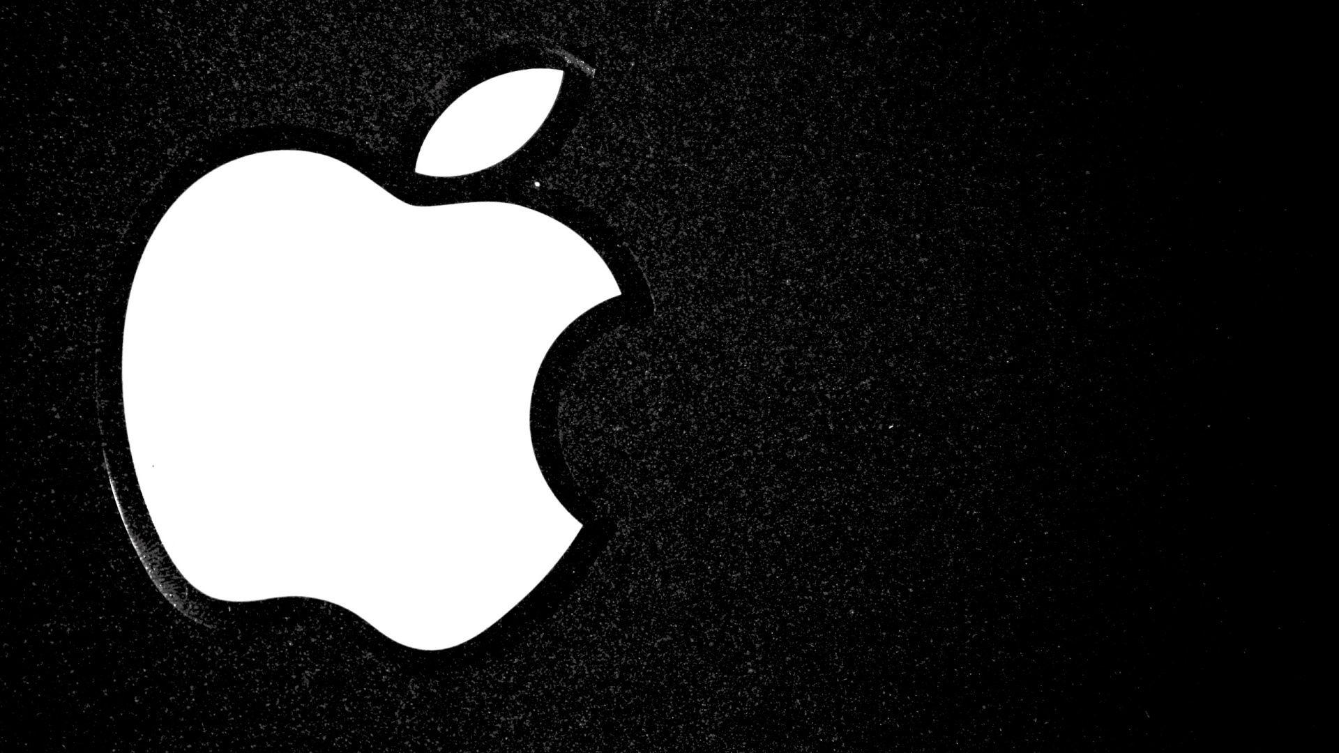 Download wallpaper 1920x1080 apple, mac, surface, black white, logo