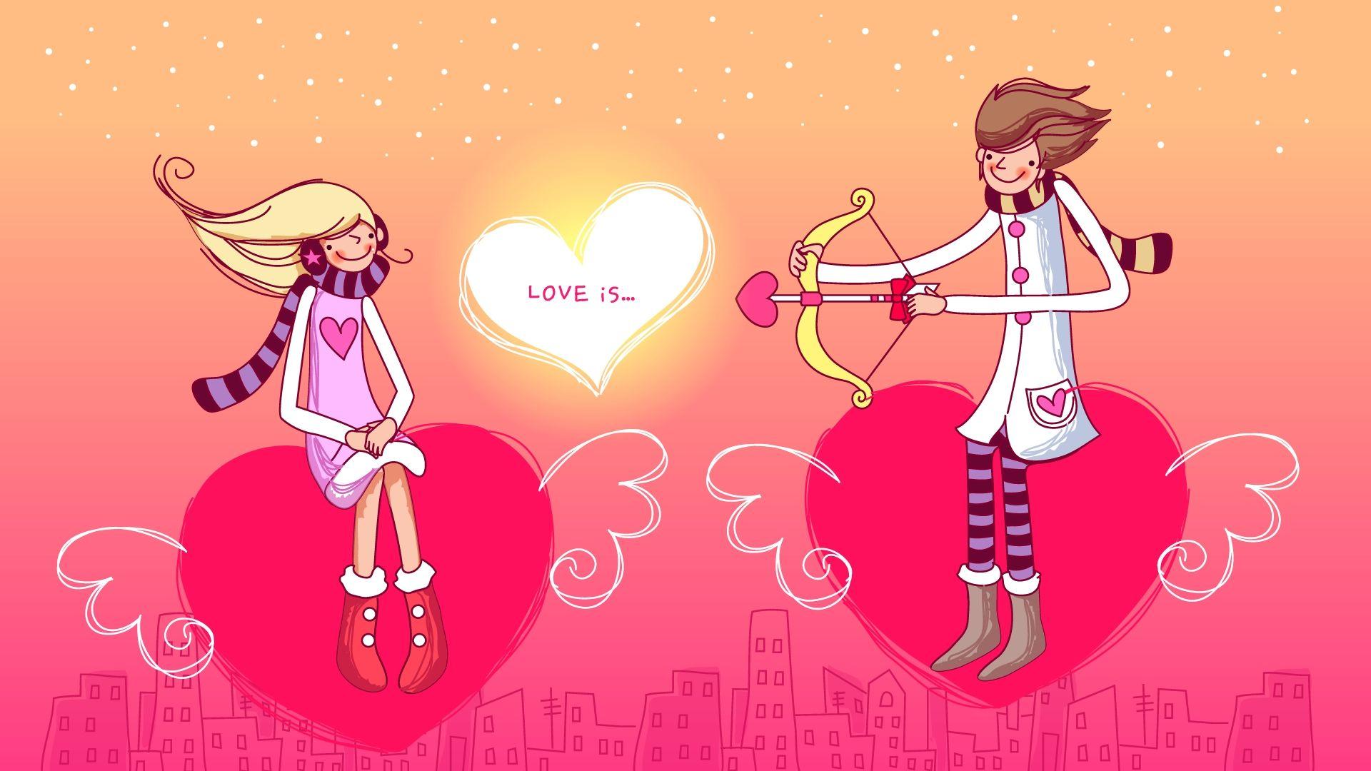 Cute Cartoon Love Couple -themes.com