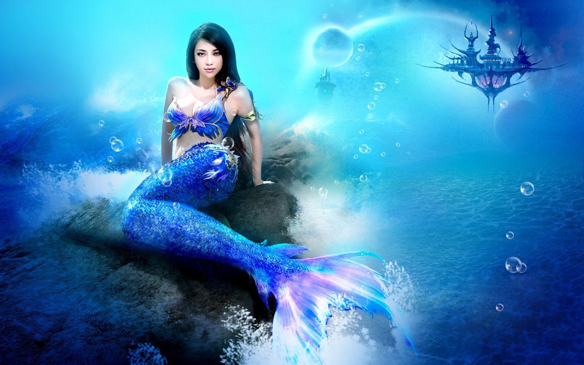 Beautiful Mermaid Art. HD Beautiful Blue Mermaid Wallpaper