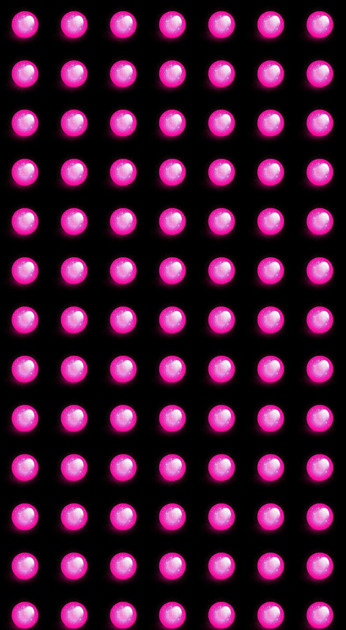 Pink dots on black background. Cute Unique Phone Background