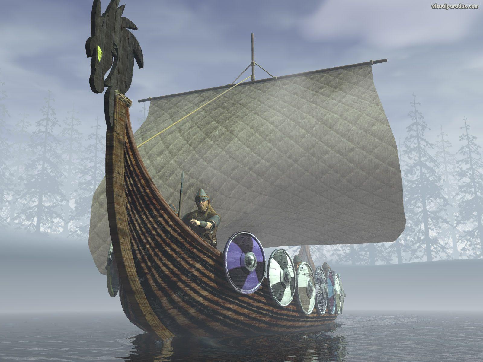 Free 3D Wallpaper 'Viking Ship' 1600x1200. Vikings