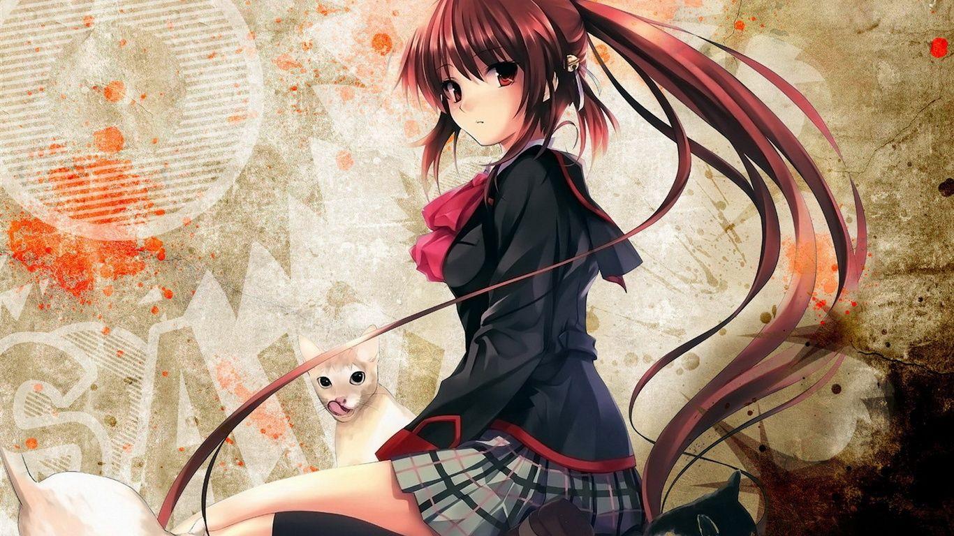 Wallpaper Anime girl with cats 1920x1200 HD Picture, Image