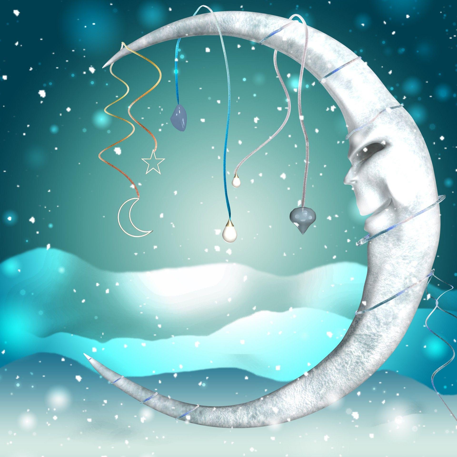 Fantasy Art Winter Moon Background Free Domain