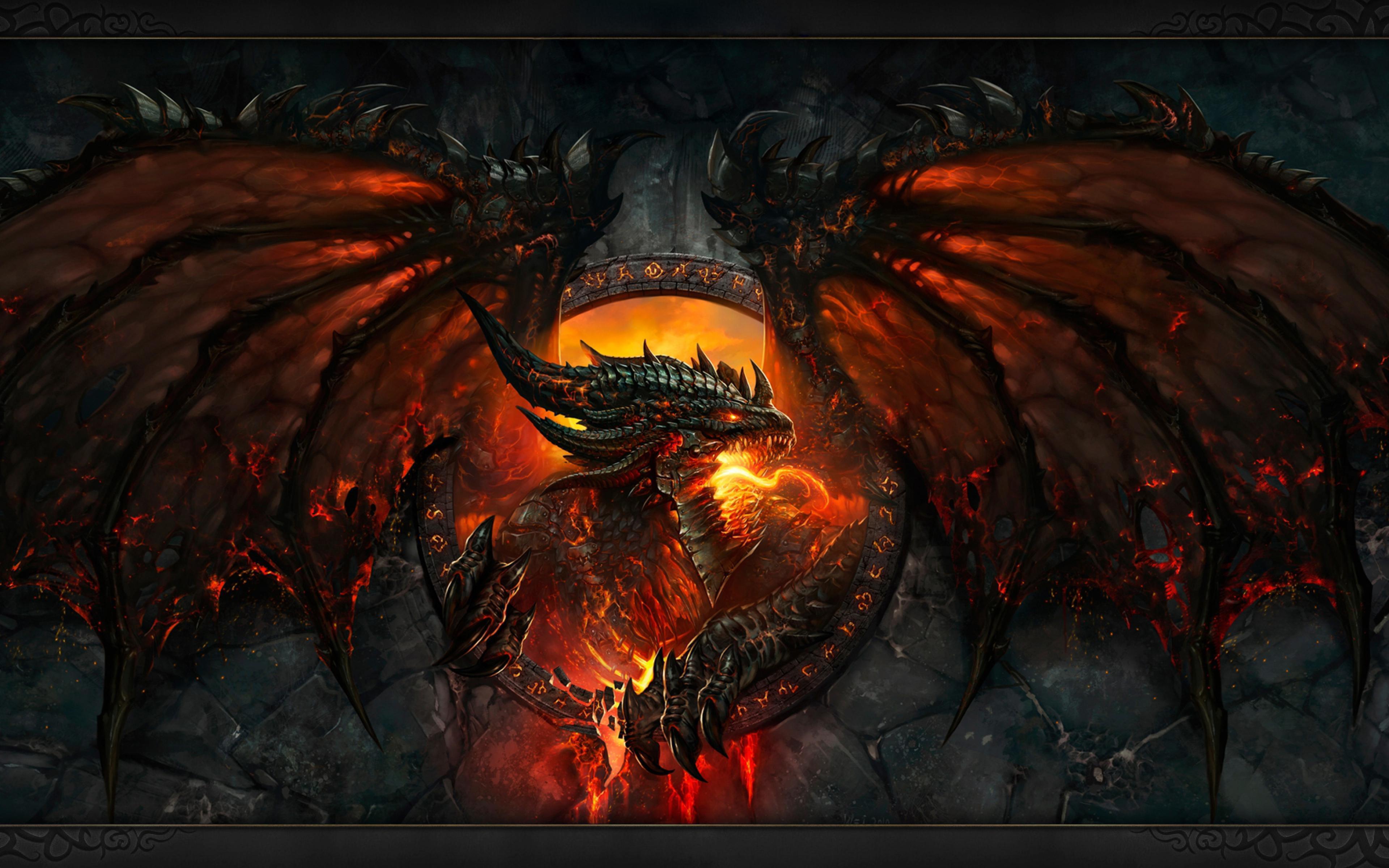 wallpaper World Of Warcraft, dragon deathwing lava wow fire world