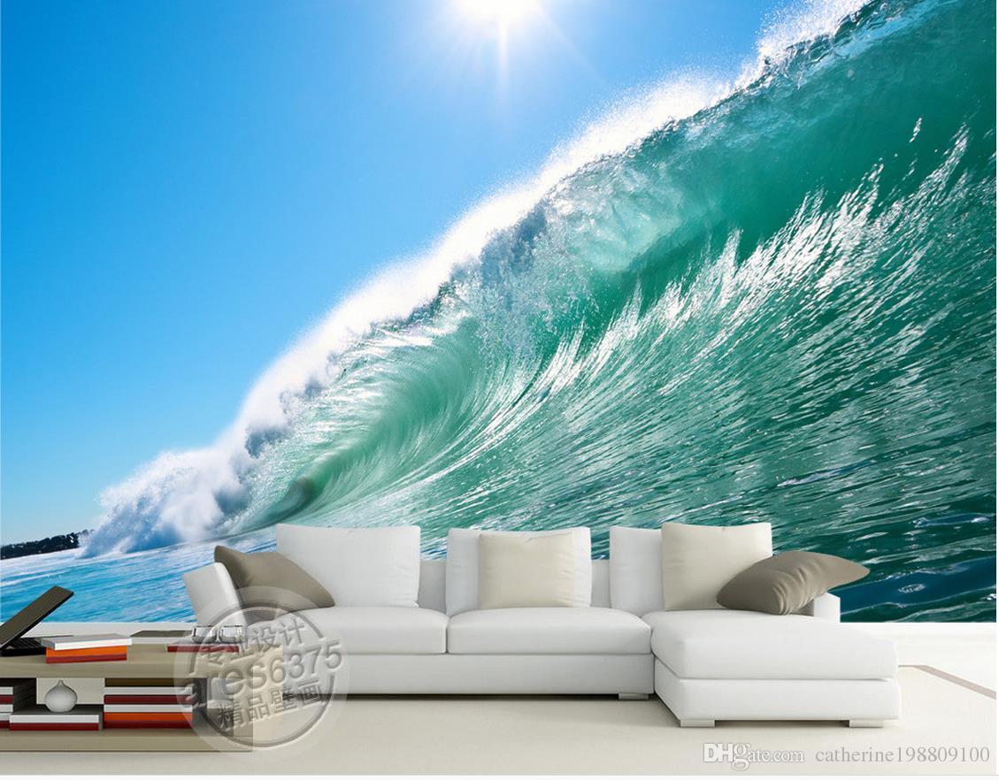 Photo Customize Size 3D Sea Wave Tv Wall Wallpaper For Walls 3 D