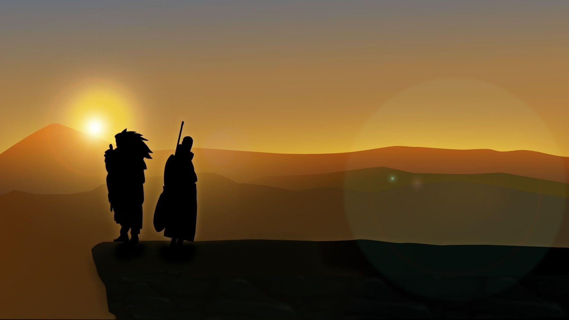 Naruto Shippuuden, Uchiha Madara, Uchiha Obito, Silhouette, Lens