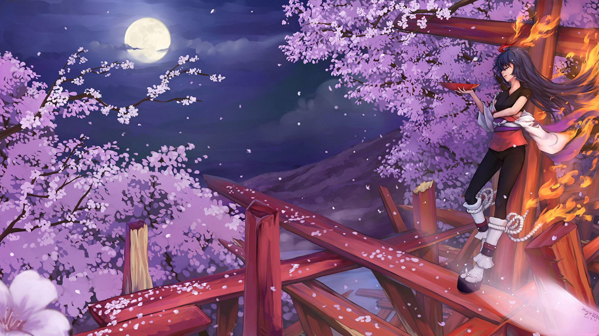 Wallpaper sorcery Cherry blossom wing no kioku, original 1920x1080