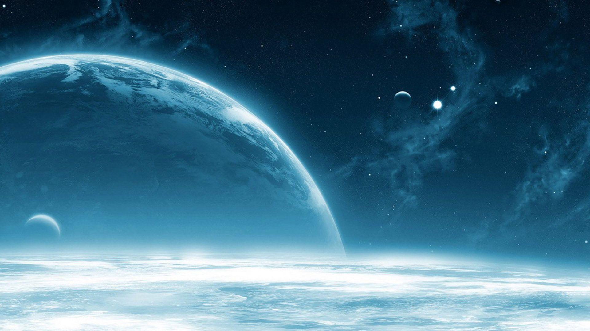 Download 1920x1080 Wallpaper Two blue planets HD desktop background