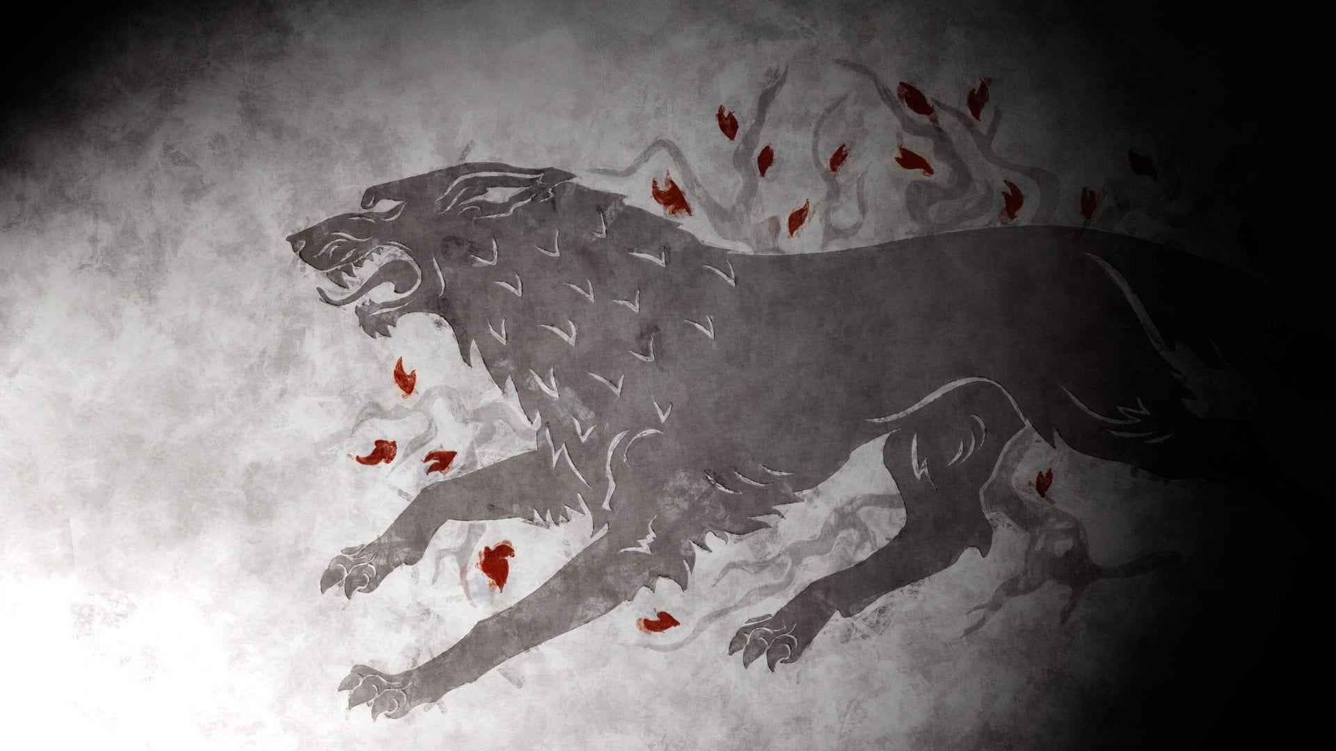 Black and red wolf painting, Game of Thrones, House Stark, Direwolf, wolf HD wallpaper