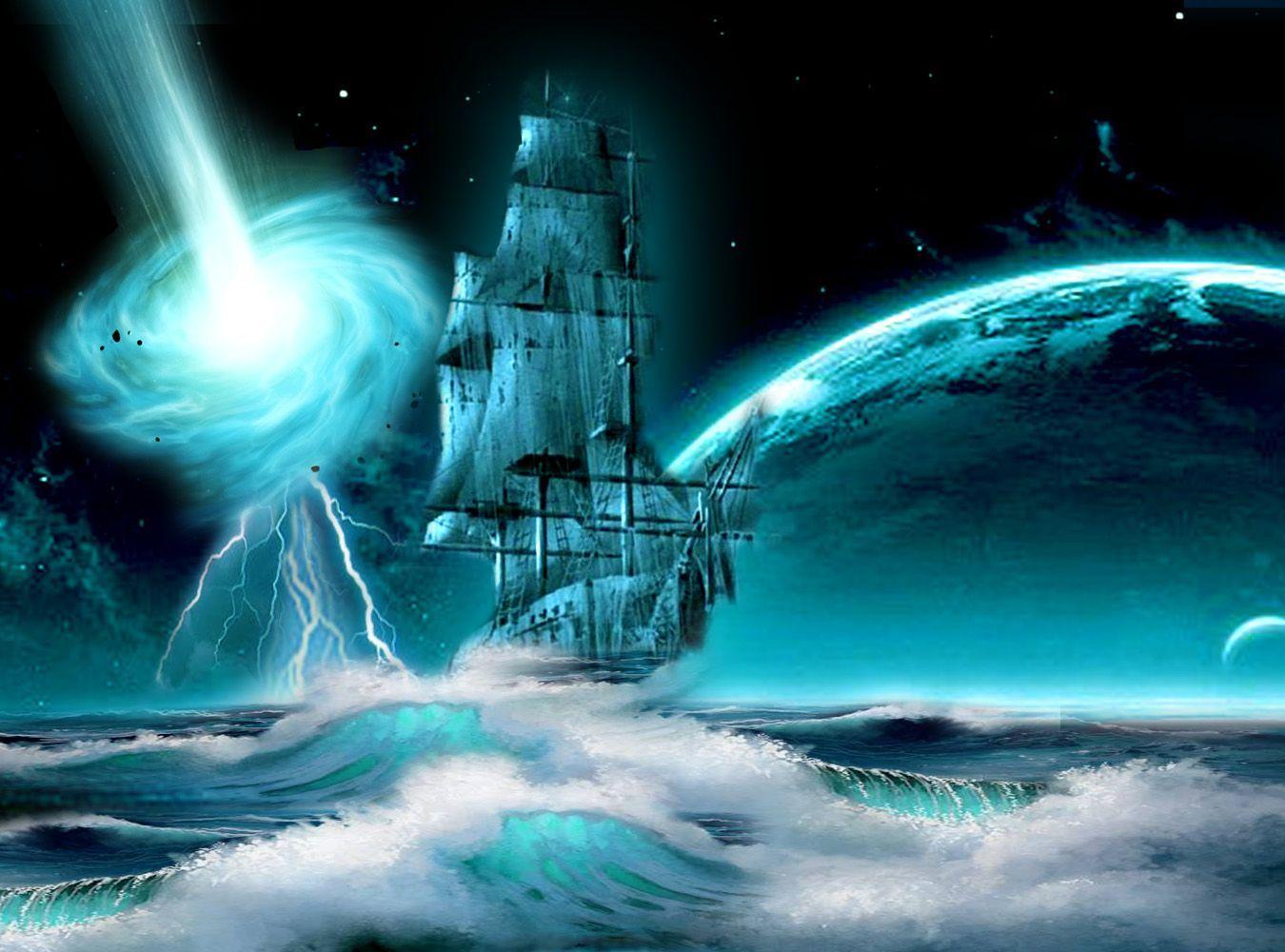 Ghost Pirate Ship Wallpaper For iPhone