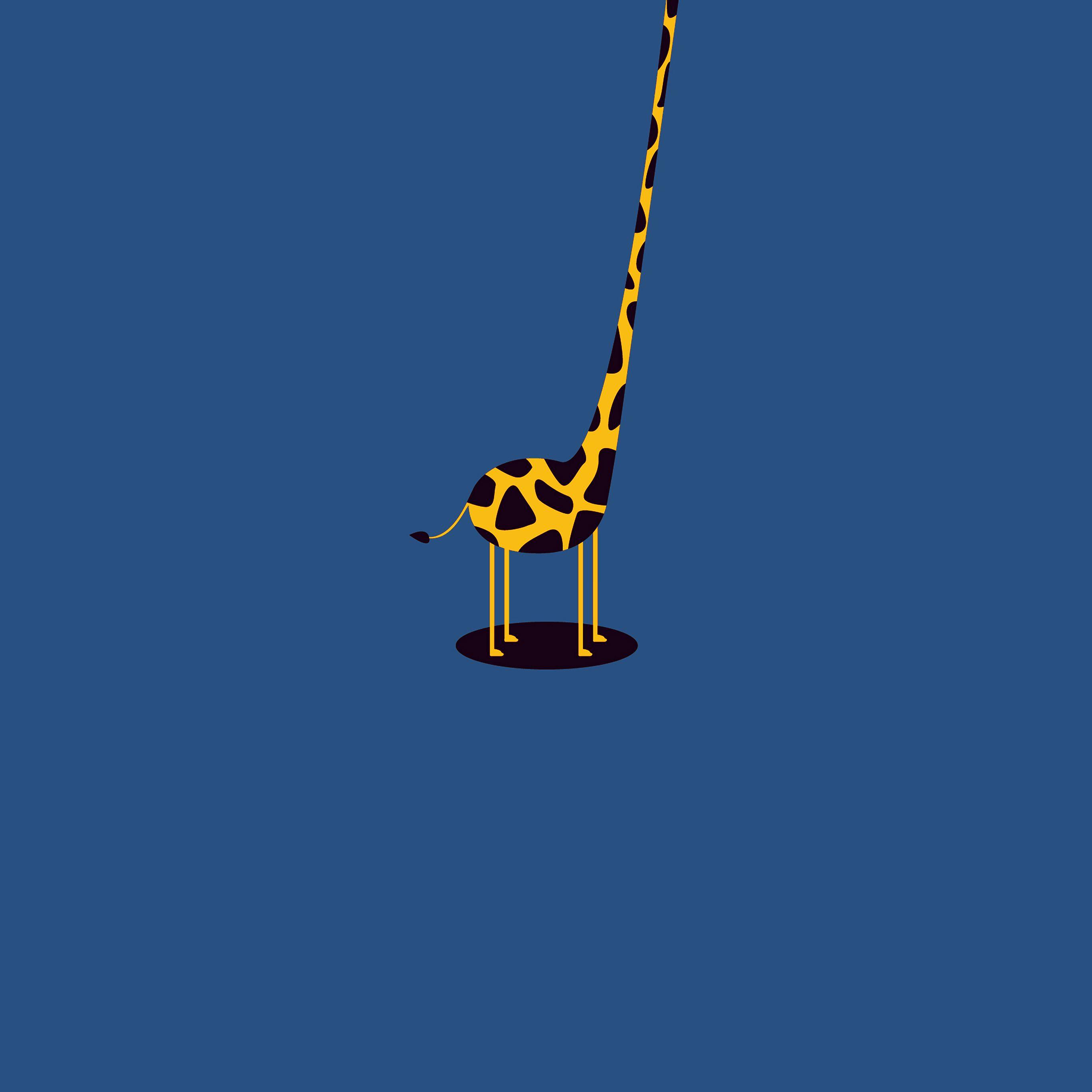 Giraffe Cute Blue Tall Minimal Simple