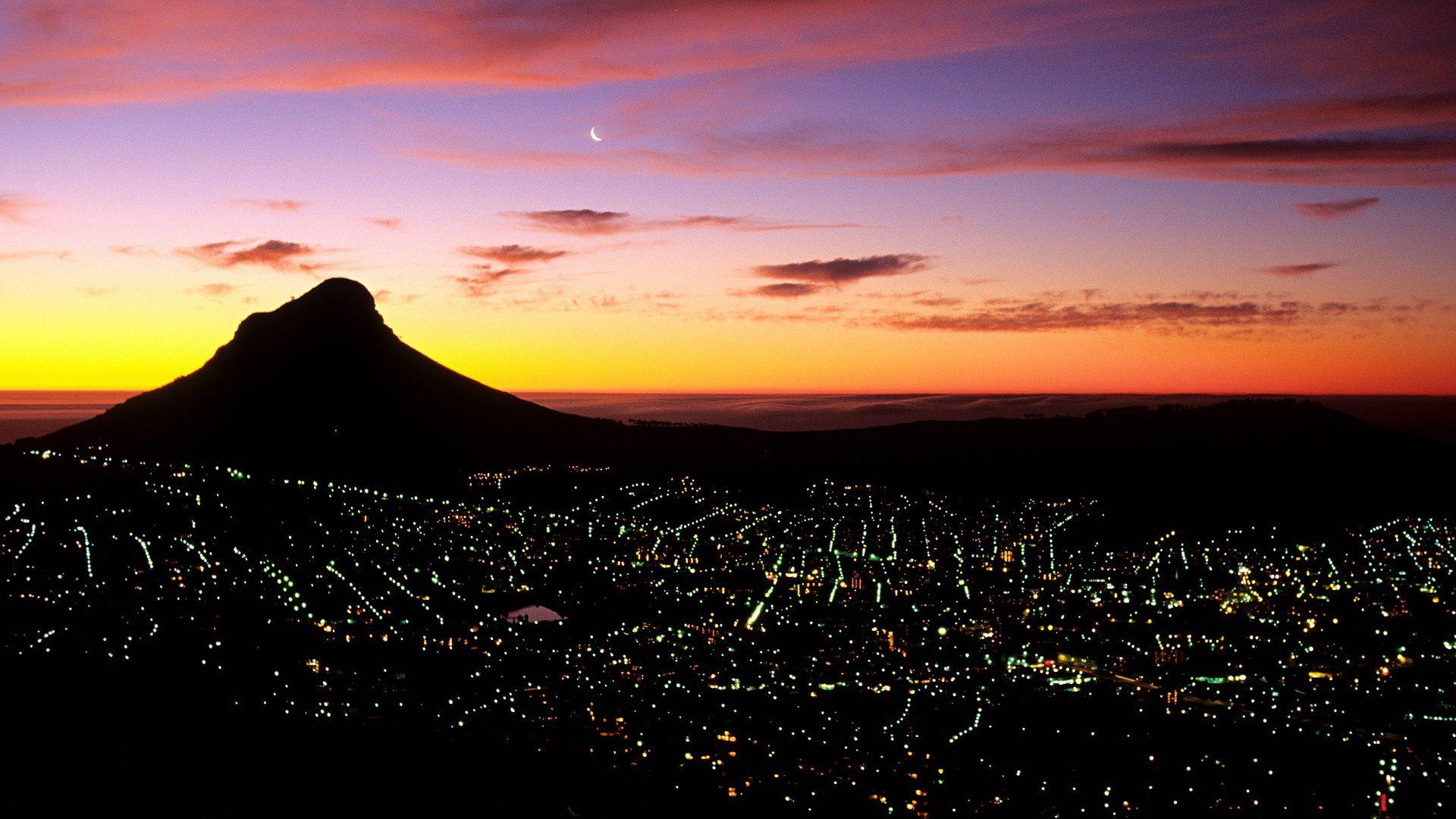 Wallpaper cape town, south africa, city, night, light, mount