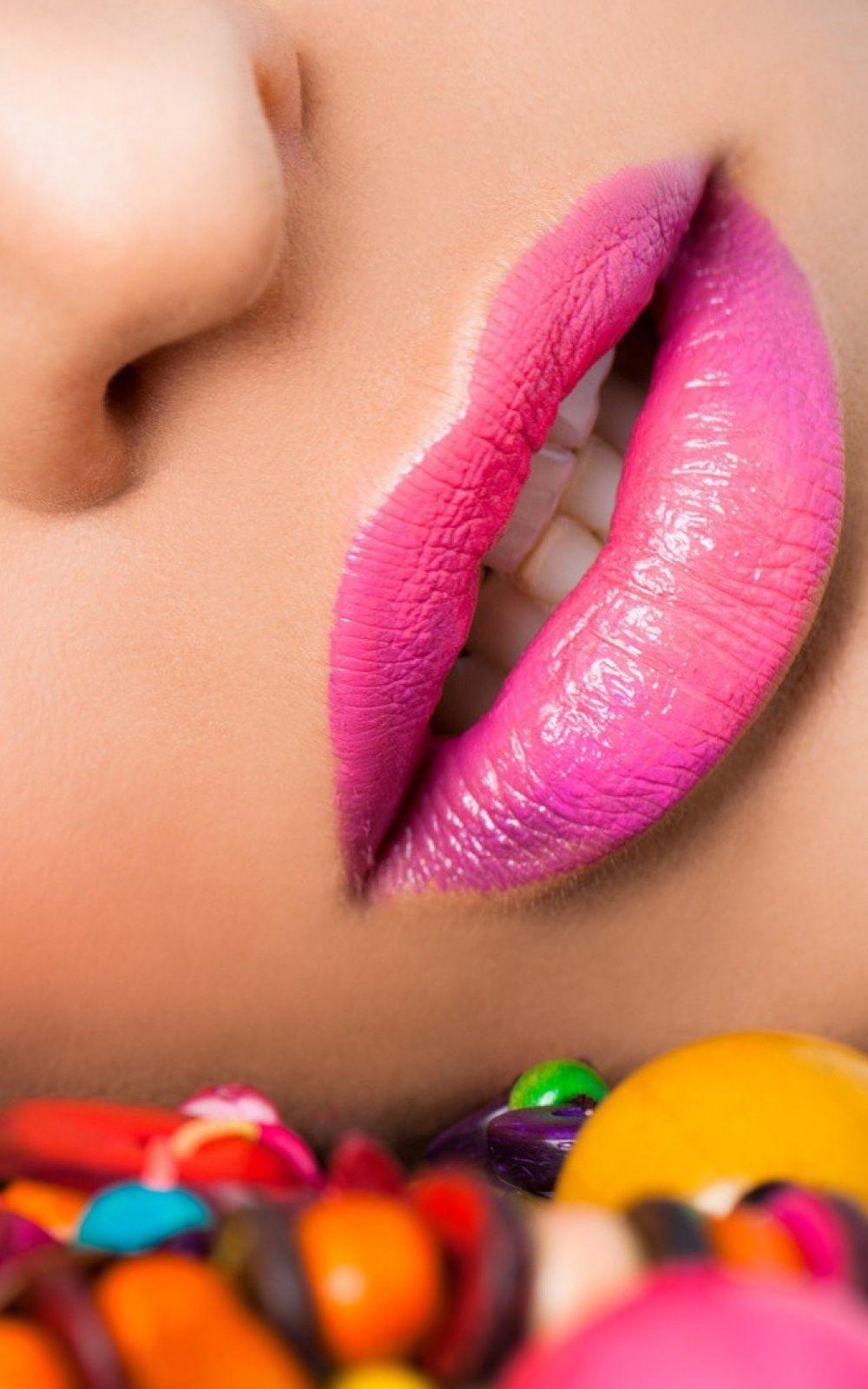 Pink Lips Colorful Candy Android Wallpaper free download