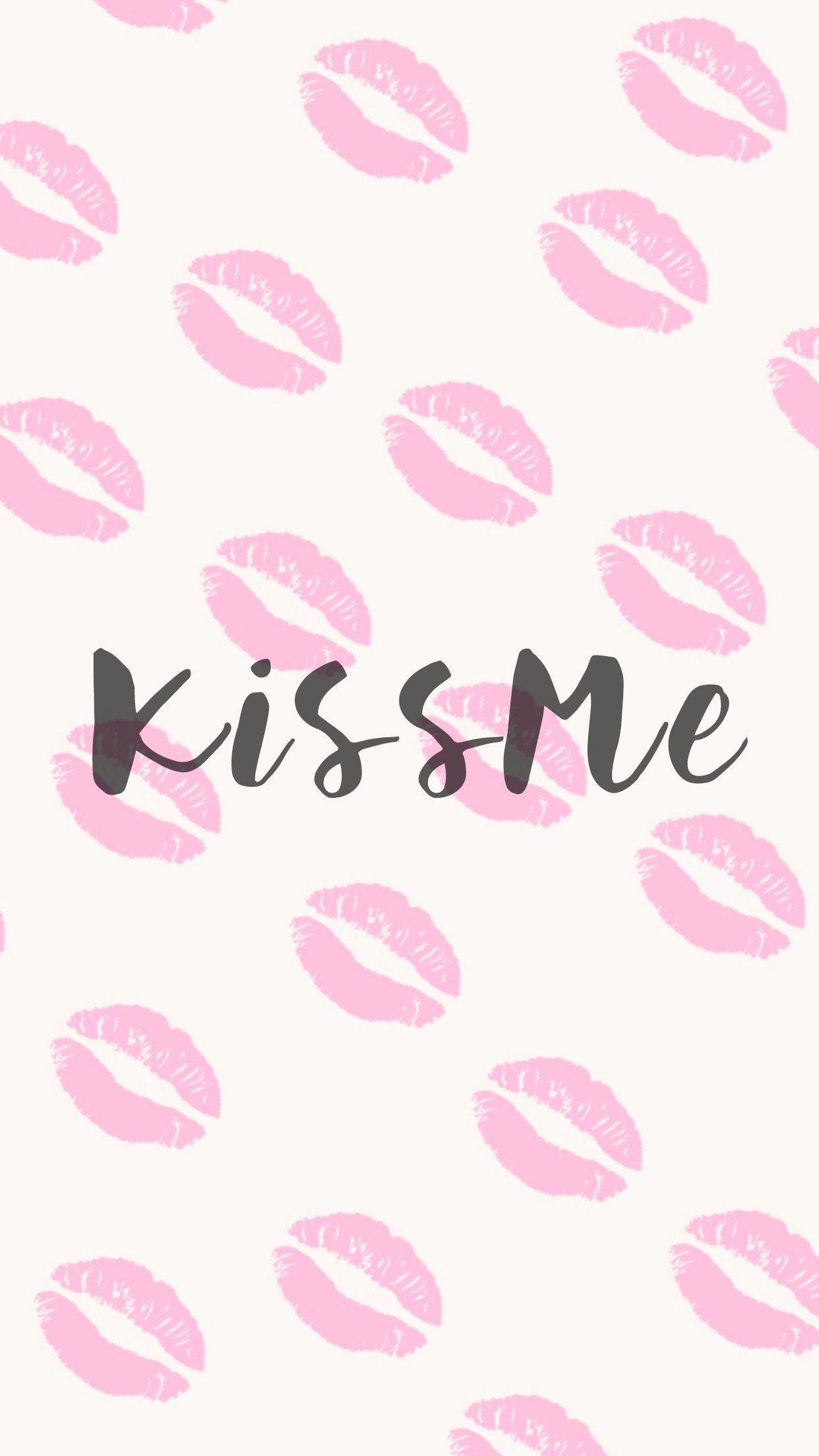 Wallpaper, background, iPhone, Android, HD, pink, kiss, lips. Pink