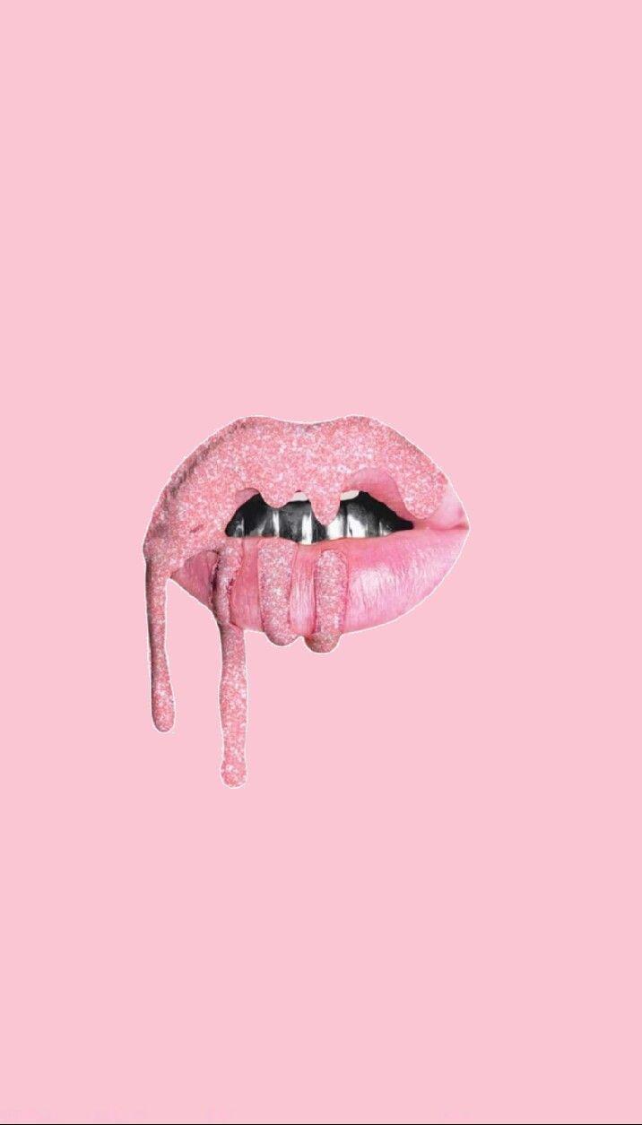 Download Caption: Sensual Hot Pink Aesthetic Lips Wallpaper | Wallpapers.com