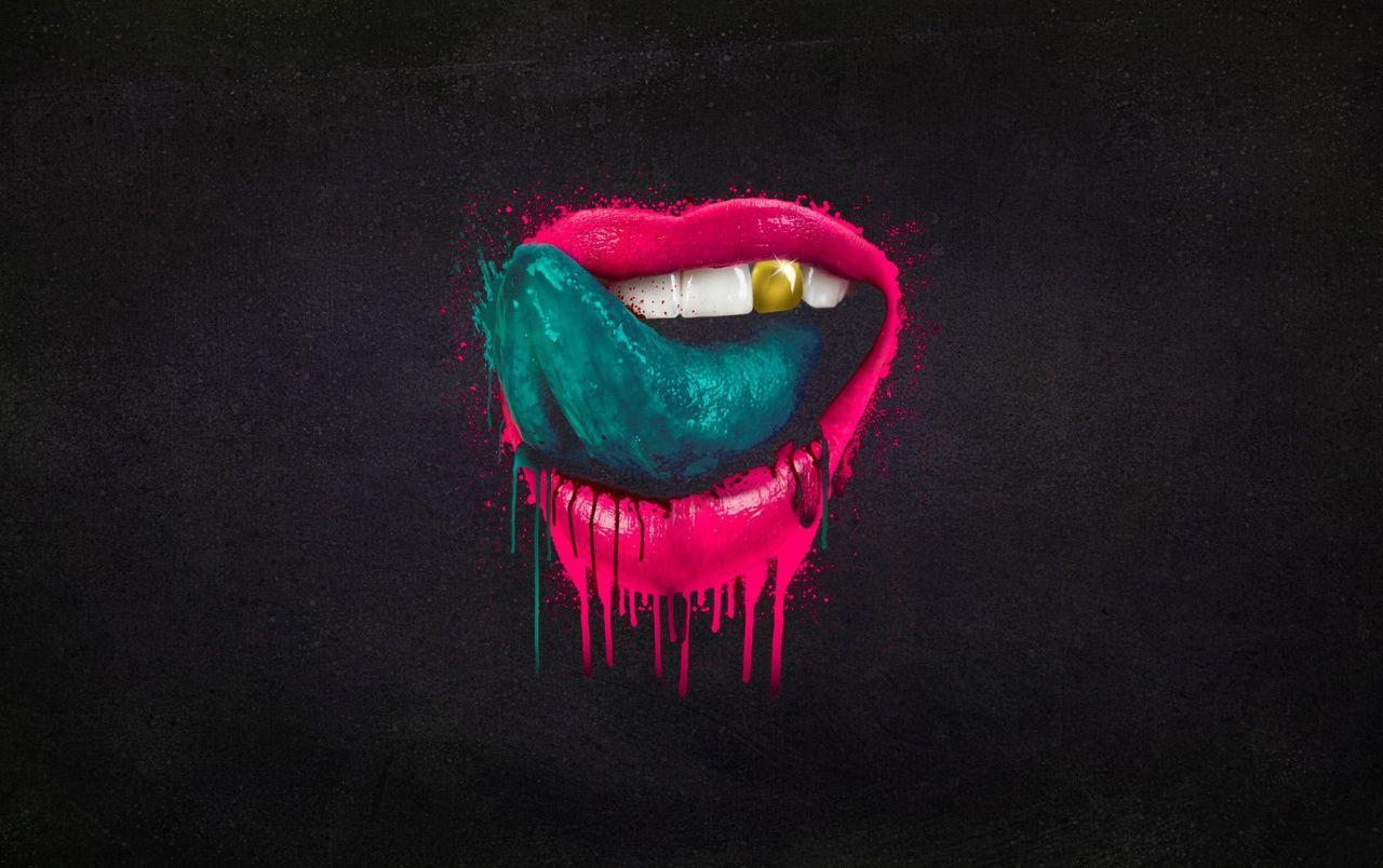 Green Tongue & Pink Lips wallpaper. Green Tongue & Pink Lips stock