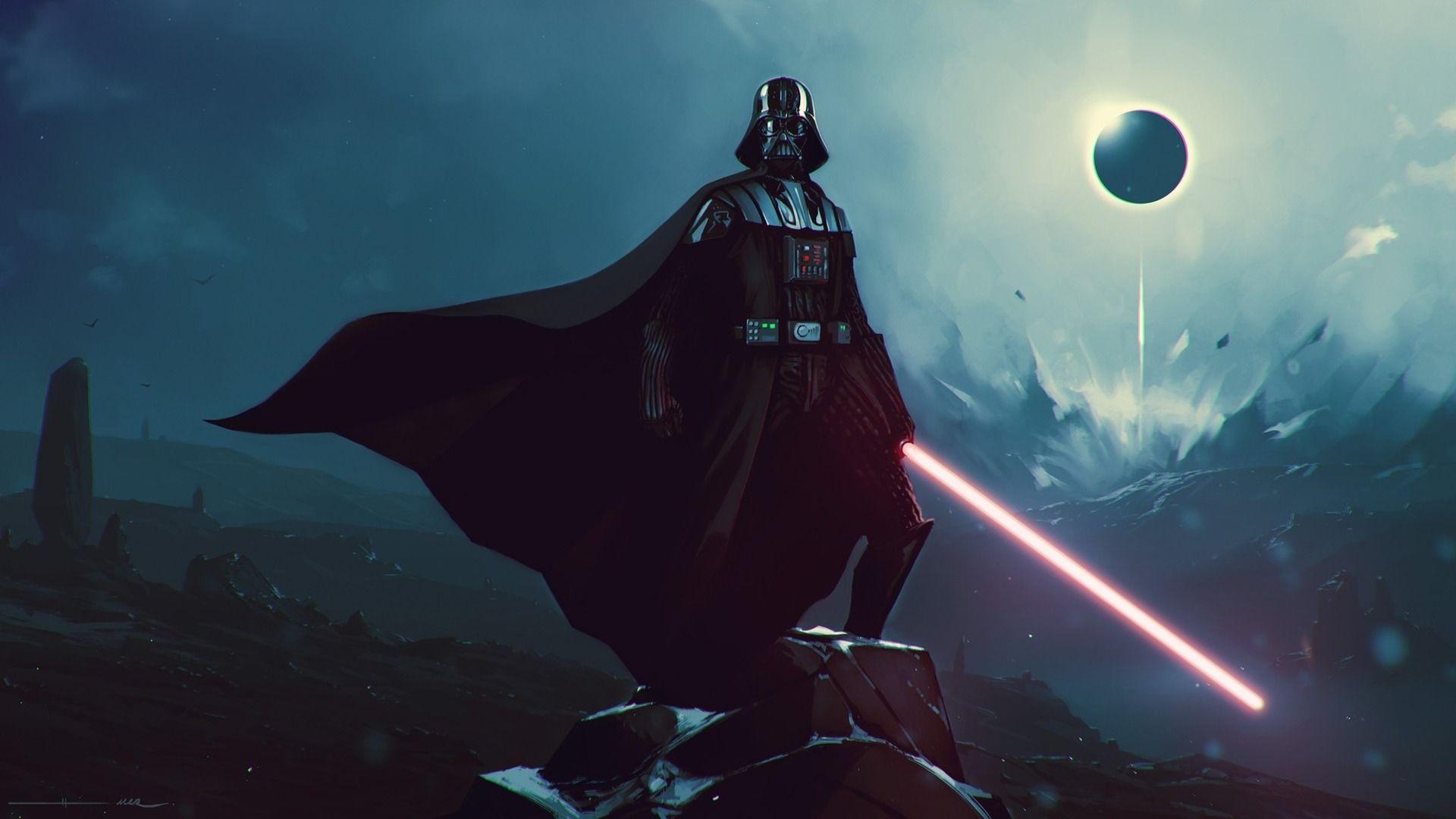 Download wallpaper Star Wars, Darth Vader, lightsaber, artwork, sith
