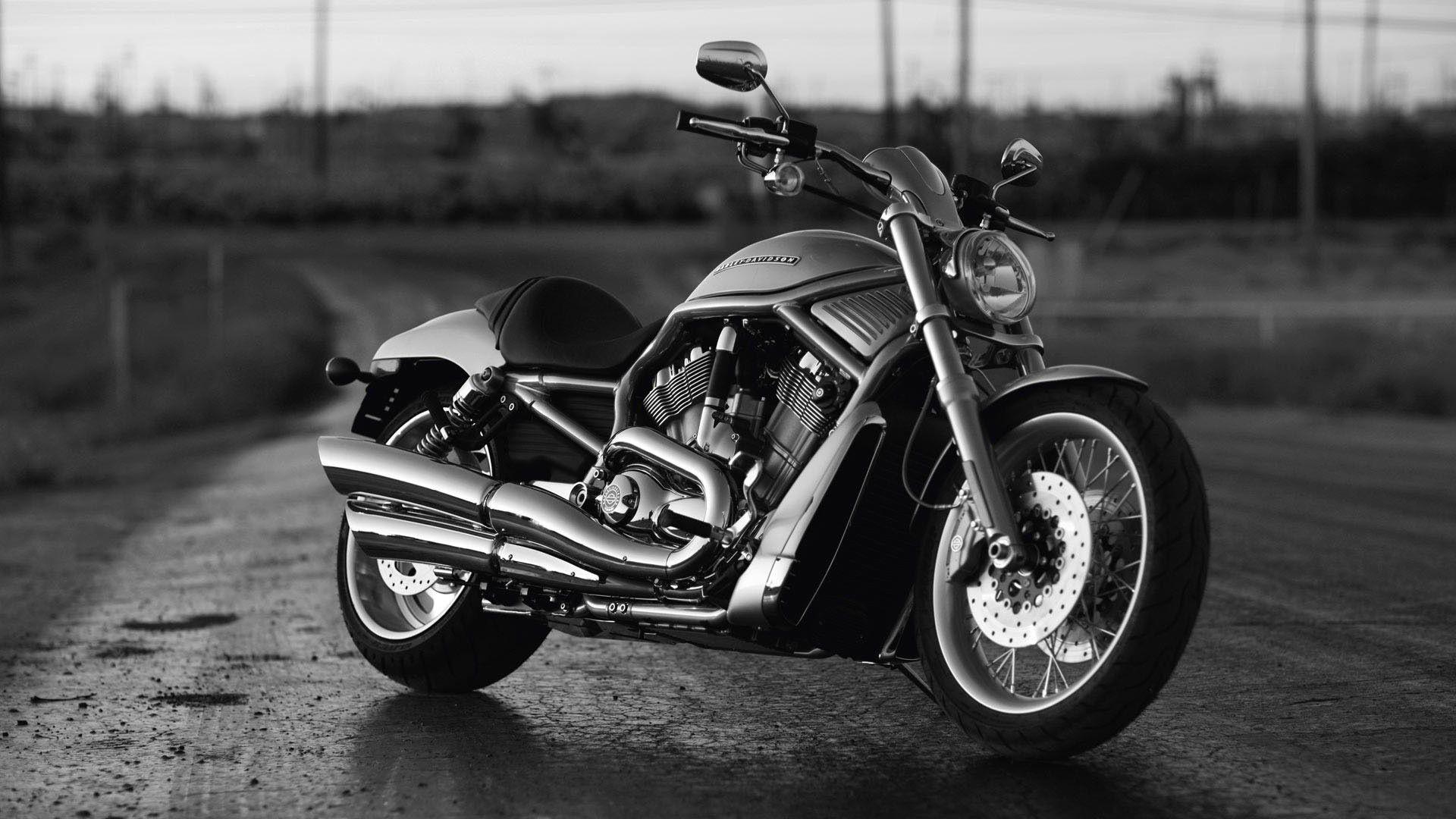 Black And White Classic Harley Davidson Motorcycle HD