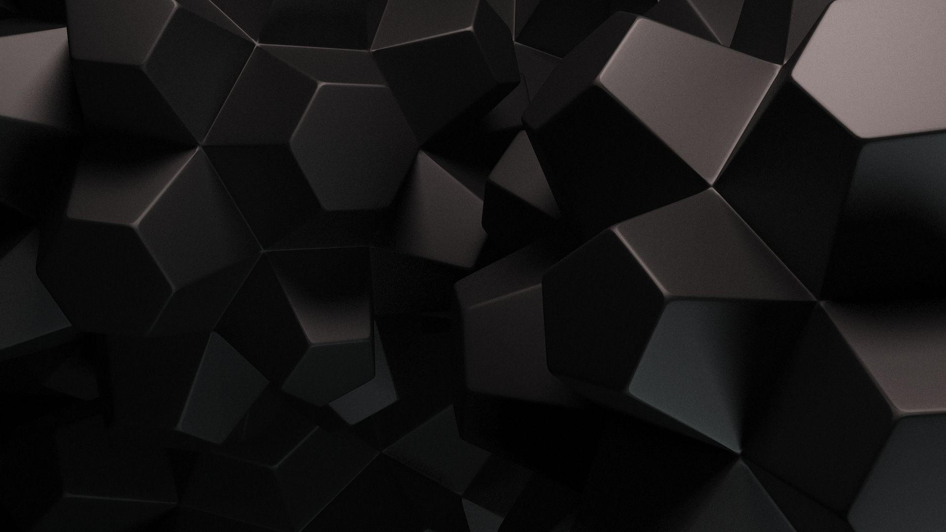 Free 1920x1080 Abstract 3D Black Cube Wallpaper Full HD 1080p