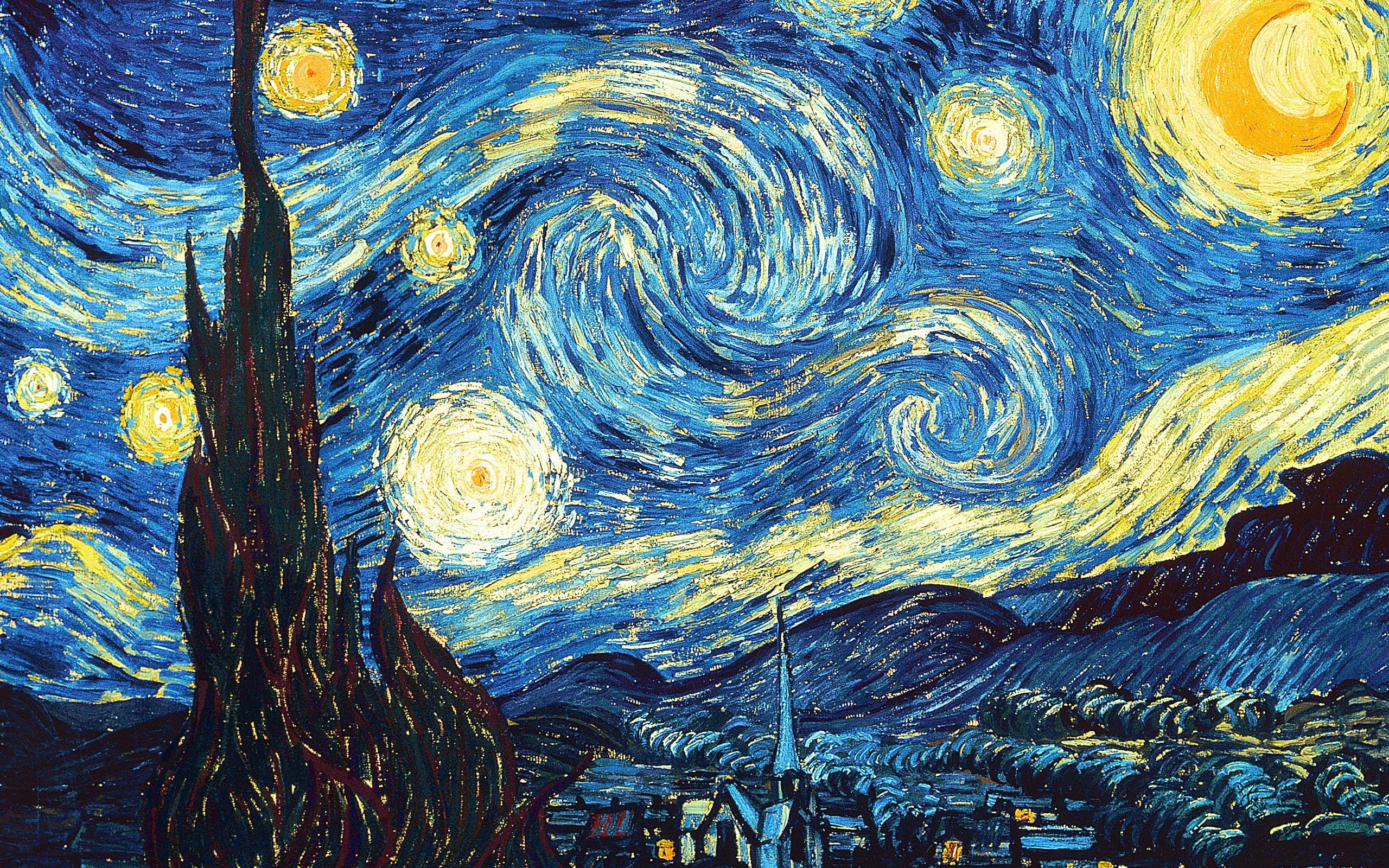 Starry Night By Vincent Van Gogh Full HD Wallpaper and Background