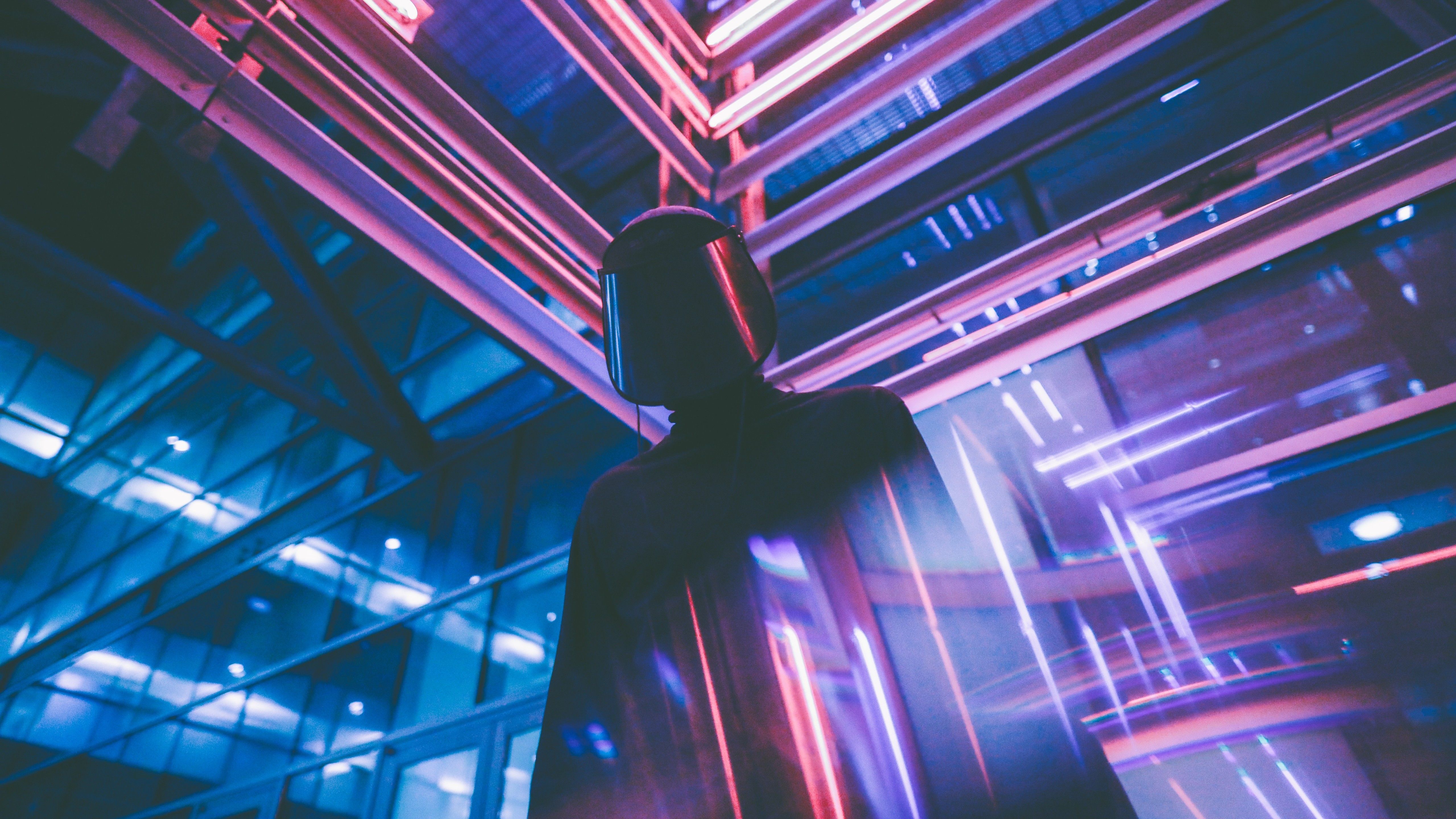 Wallpaper Neon lights, Futuristic, Mask, 5K, Photography