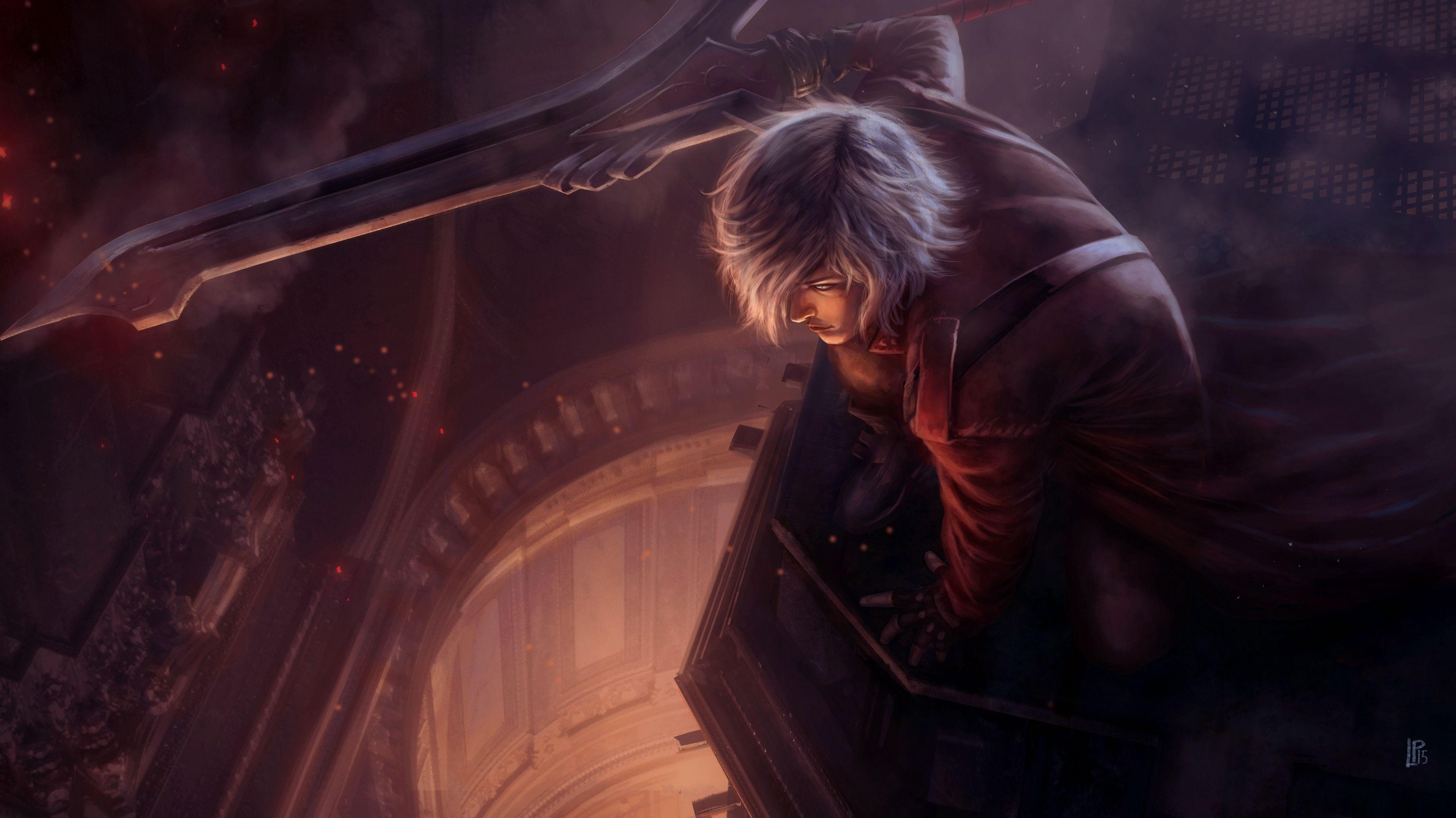 Download wallpaper 3840x2160 devil may cry, dante, art, character 4k