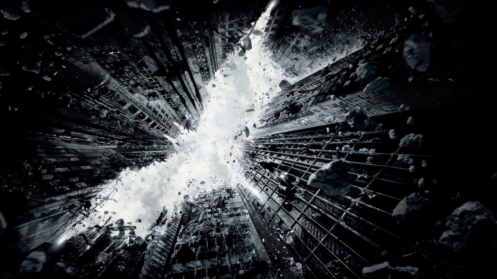 The Dark Knight Rises Buildings Collapsing Desktop Wallpaper