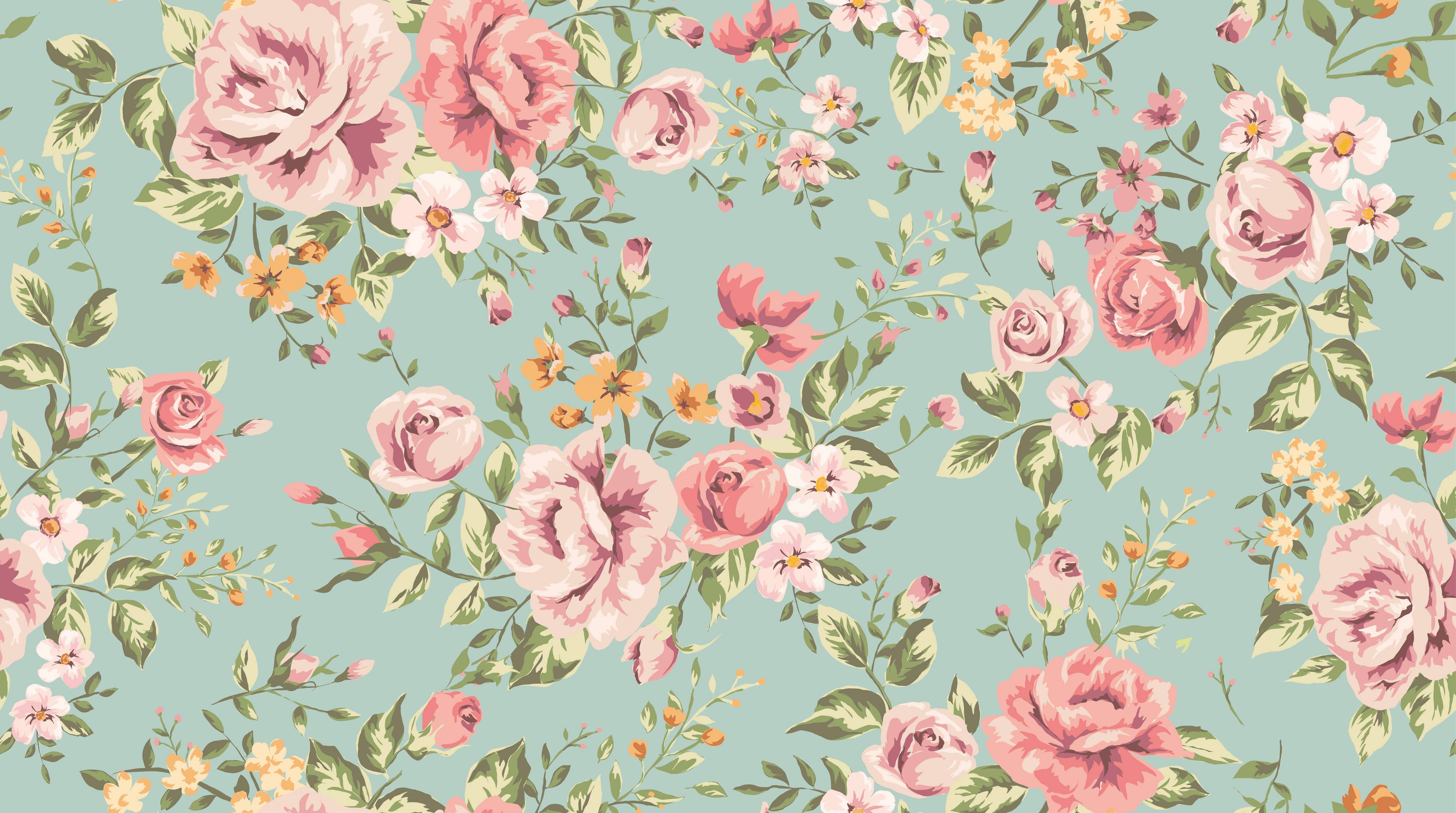 classic wallpaper seamless vintage flower pattern on green
