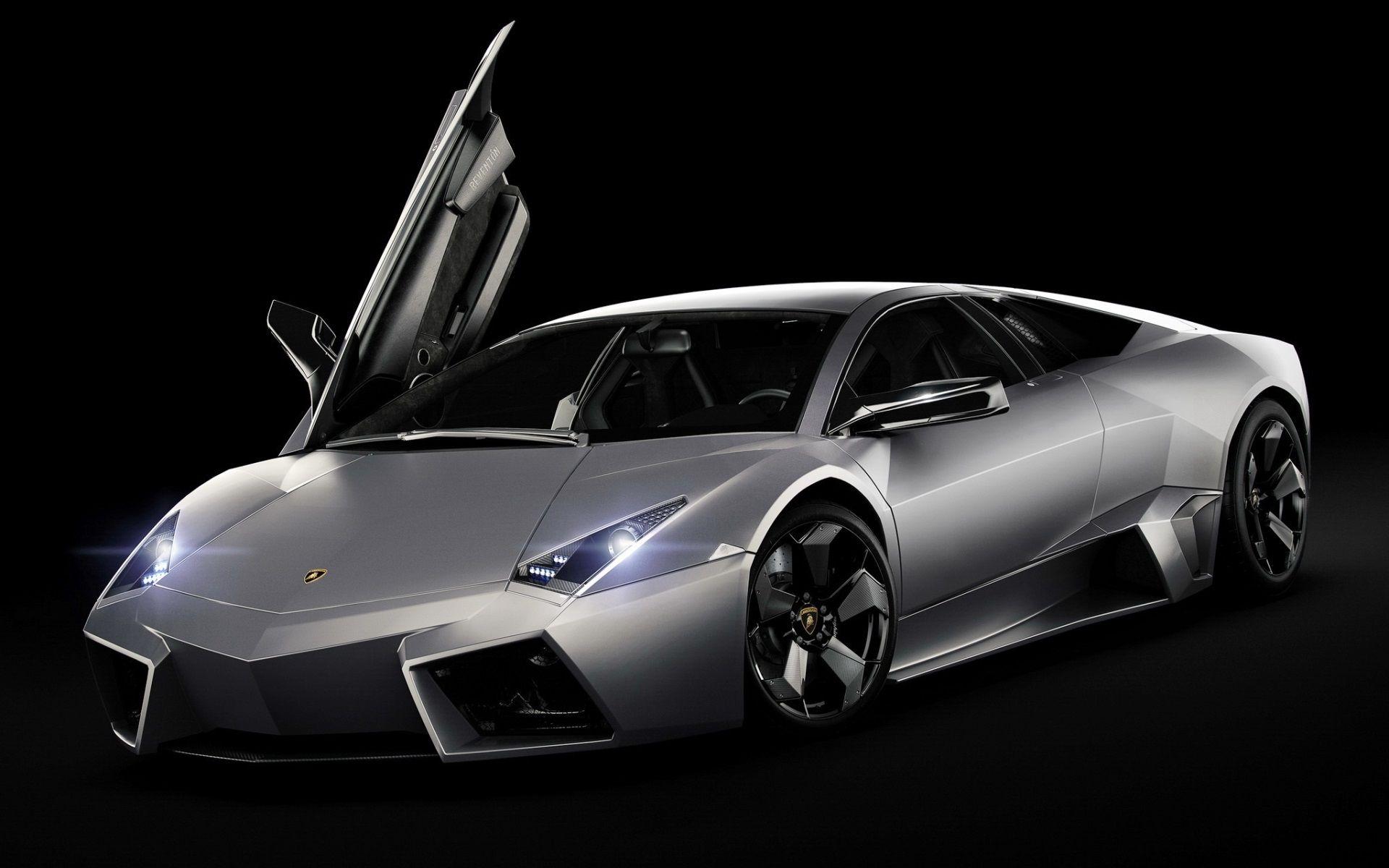 Wallpaper Lamborghini Reventon supercar, front, black background