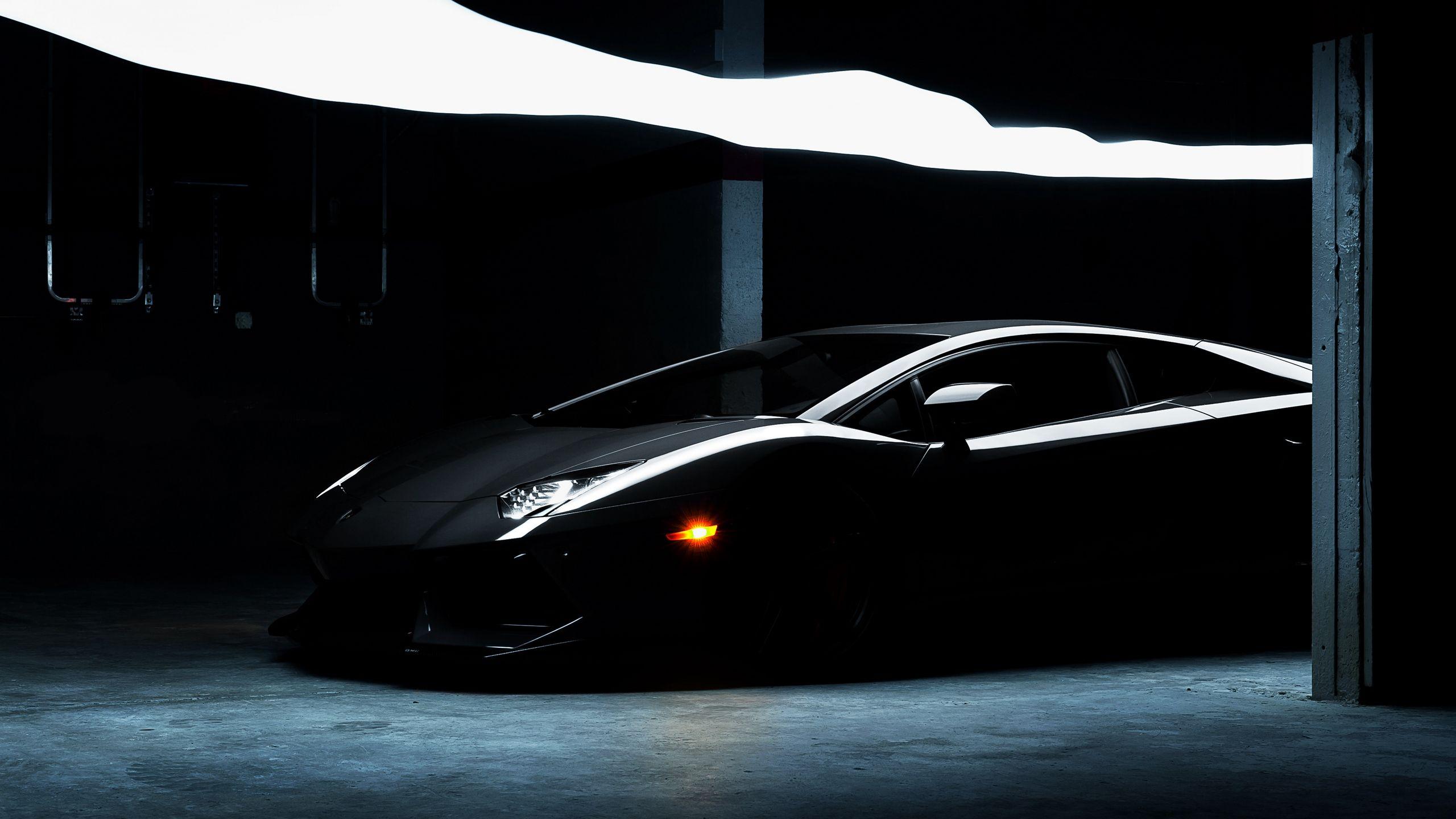 Download Wallpaper 2560x1440 Lamborghini, Aventador, Lp700 4, Black
