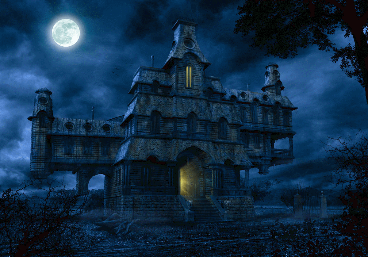 spooky castle house, Ghost house, Haunted house