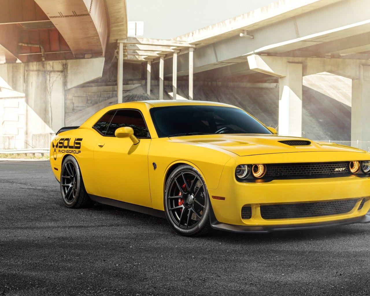 Download 1280x1024 Dodge Challenger Srt Hellcat, Yellow, Muscle