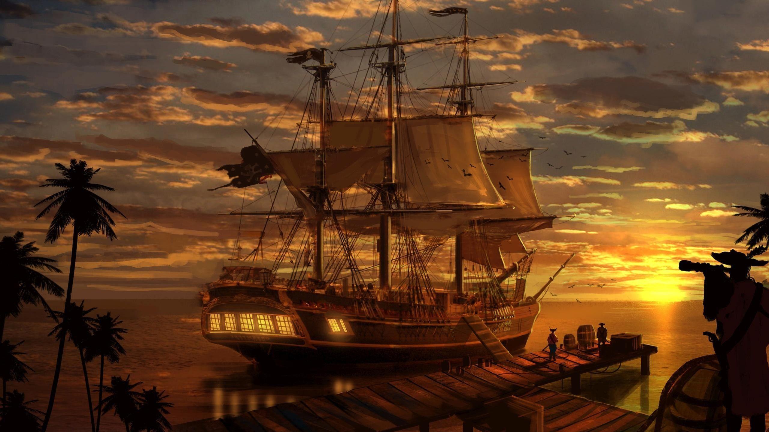 Pirate Ship Wallpaper HD Resolution On Wallpaper 1080p HD. Picture to paint, Boat wallpaper, Oil painting picture