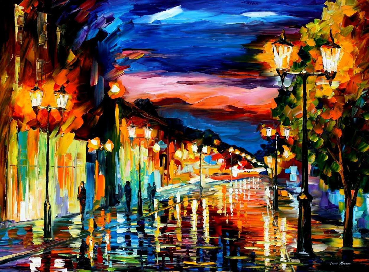 Leonid Afremov, oil on canvas, palette knife, buy original paintings