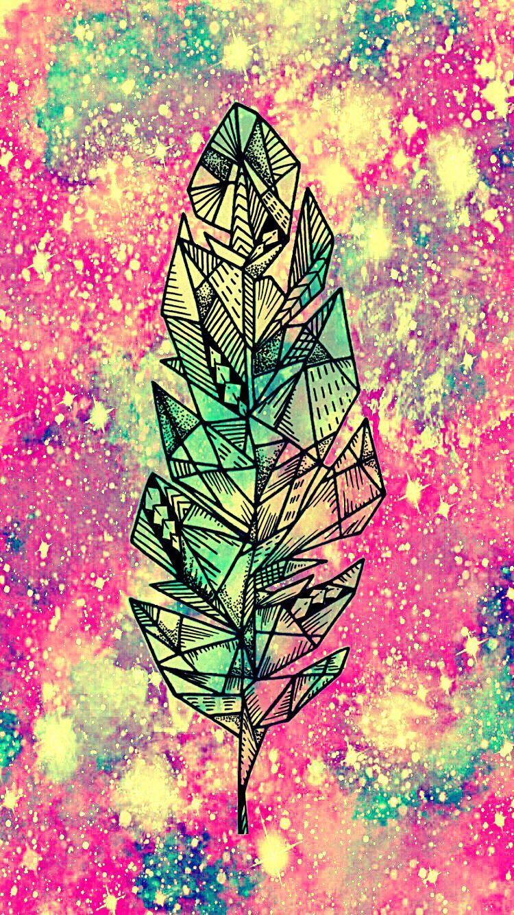 Cute Tribal Feather Galaxy #iPhone #android #phonewallpaper