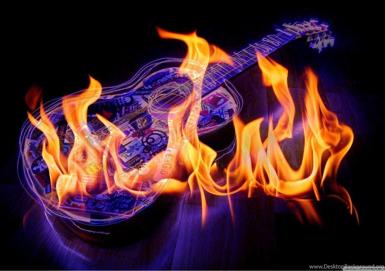 Guitar On Fire HD Desktop Wallpaper, Widescreen Desktop Background