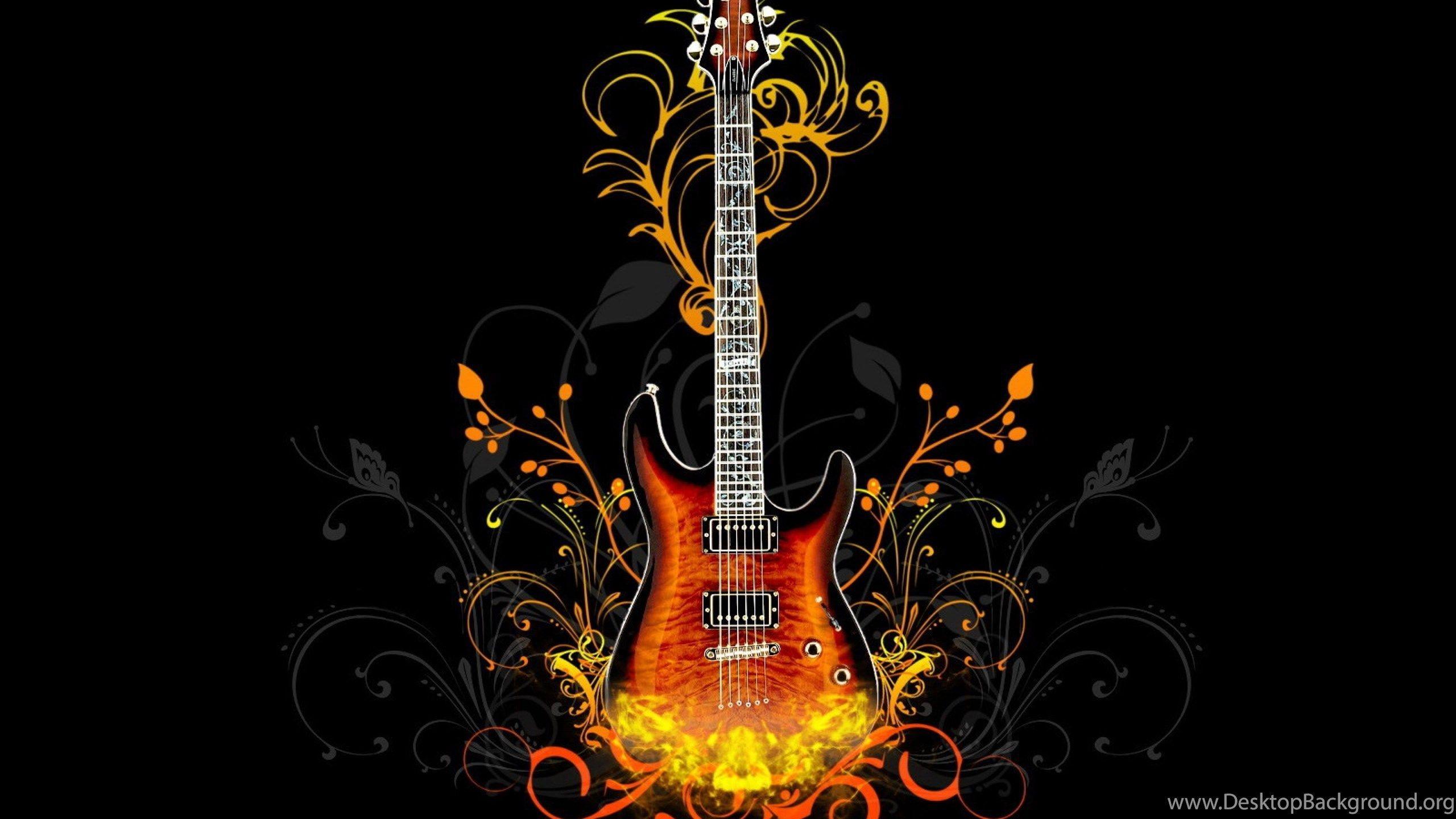 Download Wallpaper 3840x2400 Guitar, Fire, Light Ultra HD 4K HD
