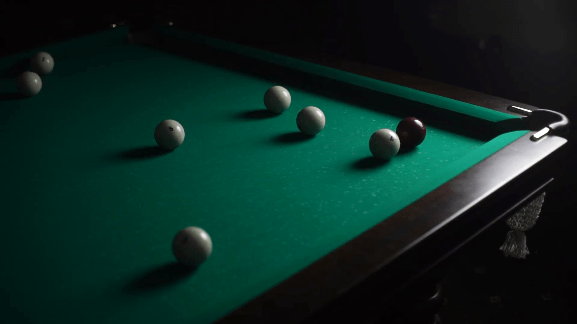 billiard balls moving on a dark background Stock Video Footage