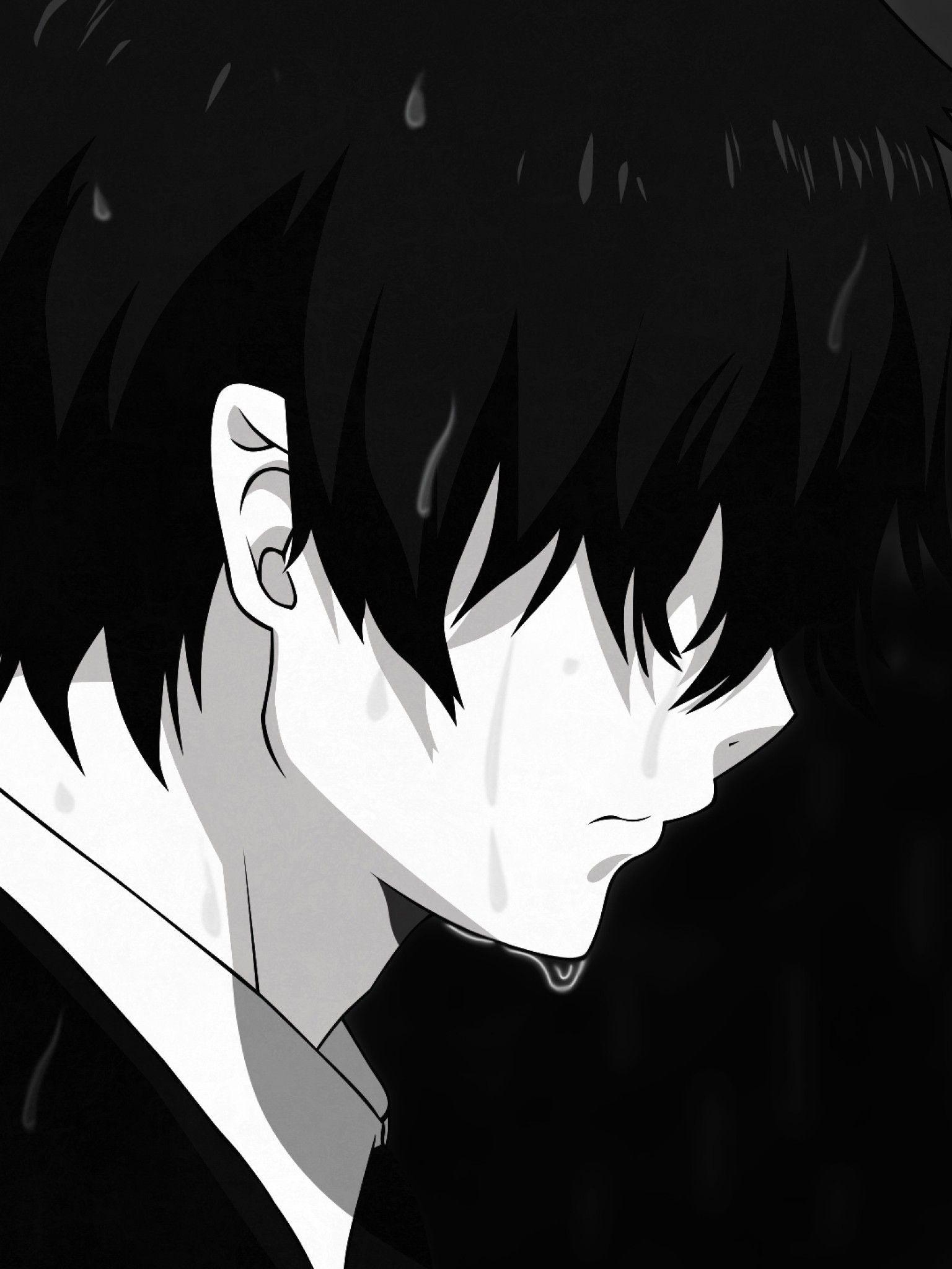 Download 1536x2048 Ao No Exorcist, Rin Okumura, Sad Face, Black