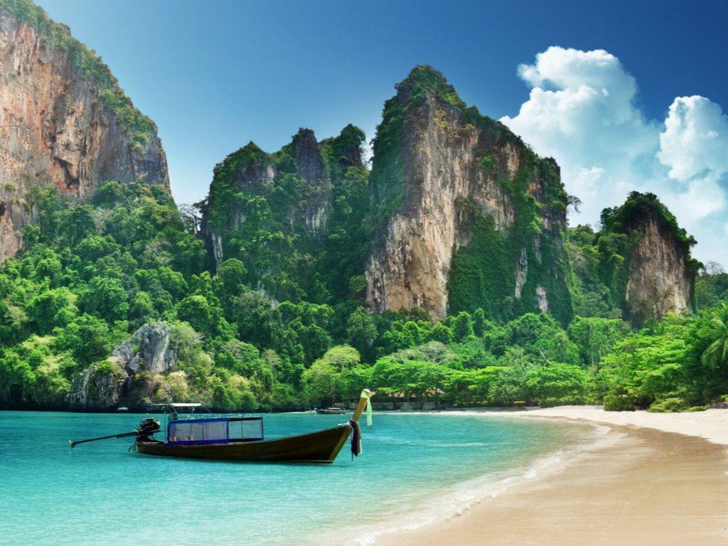 Summer Moutain Seaside Beach Blue Sunny Sky HD Wallpaper