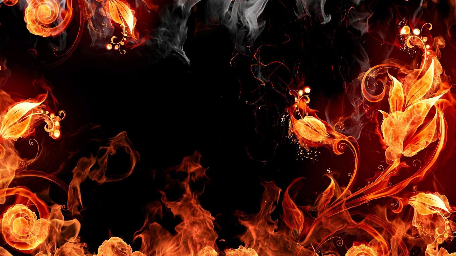 Free Photo | Black flame background, blue border realistic fire image