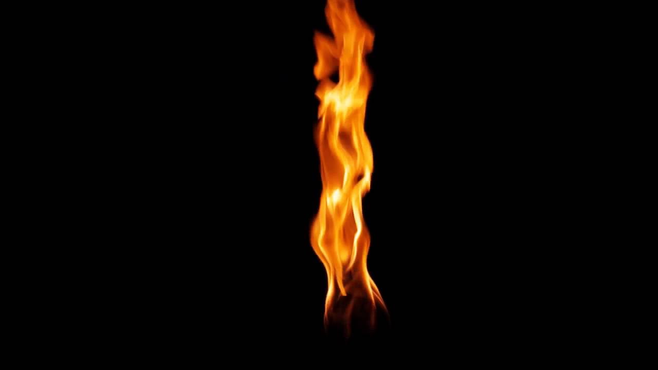 Single Flame Effect on Black Background